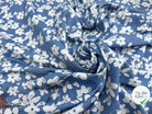 TOILE COTON FINE FAÇON DENIM CLAIR FLOWER - My Little Coupon