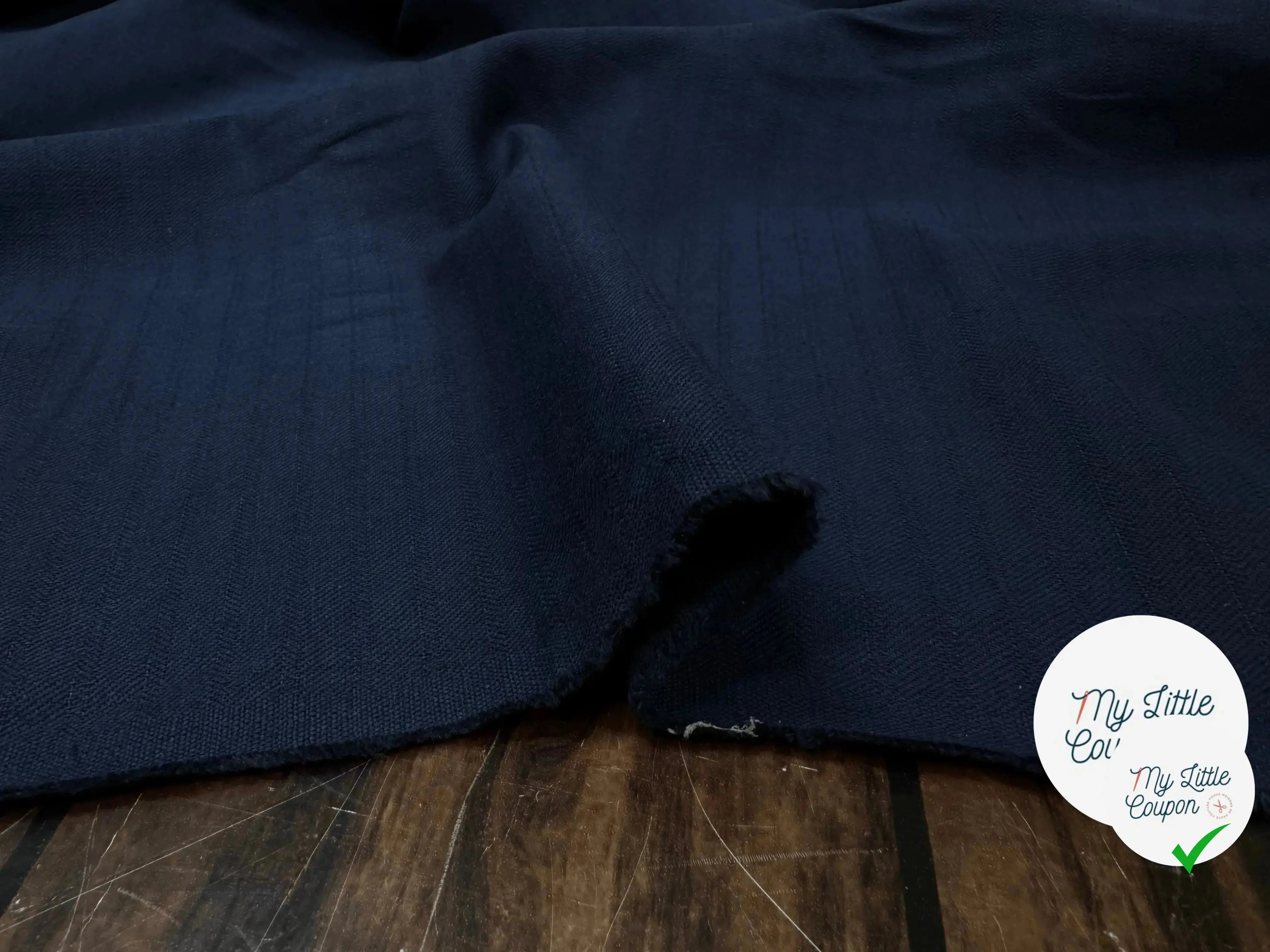 TOILE LOURDE COTON LIN ESPRIT COUTIL NAVY - My Little Coupon