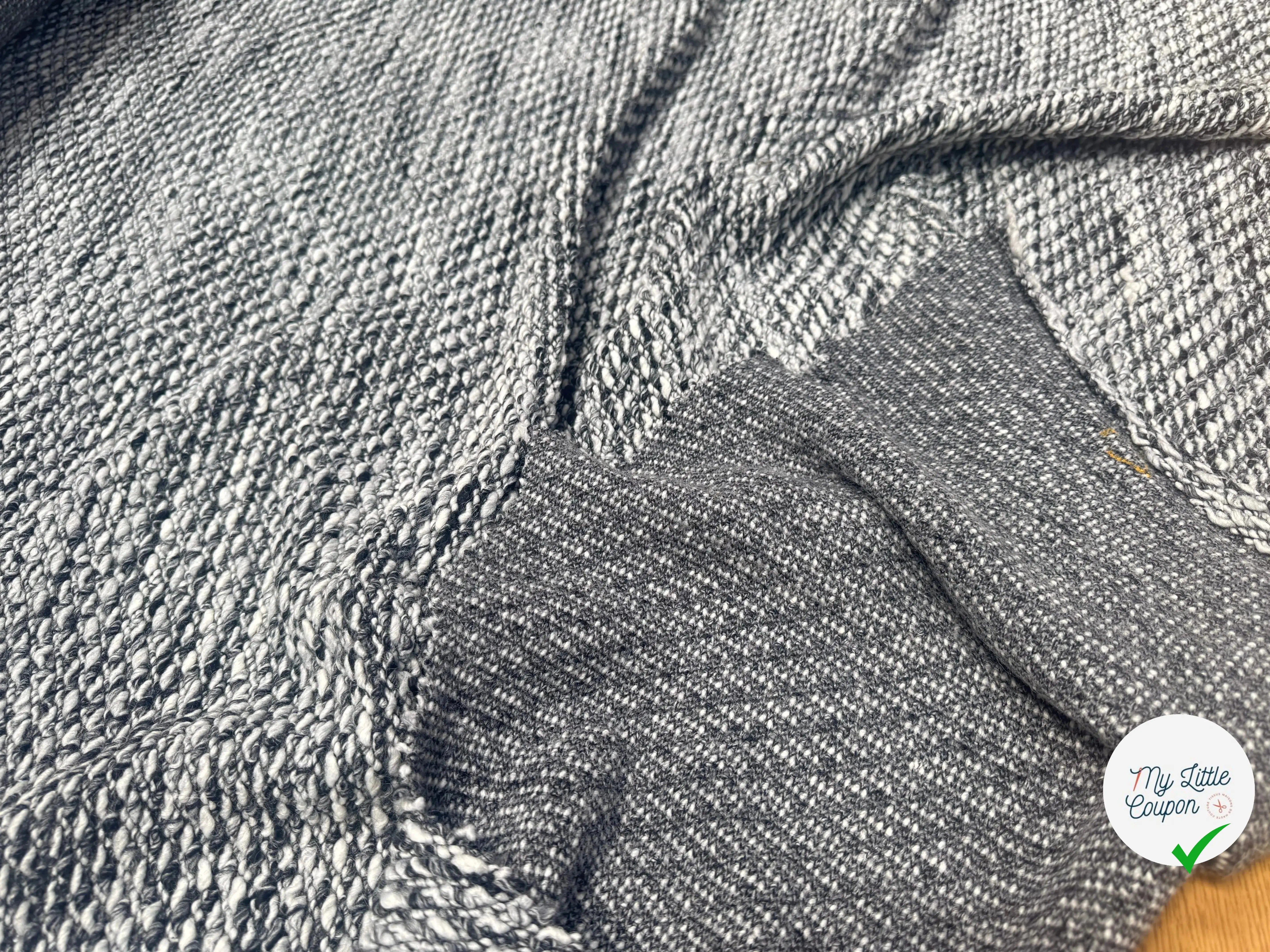 TWEED BOUCLETTE NOIR ET BLANC STRETCH - My Little Coupon