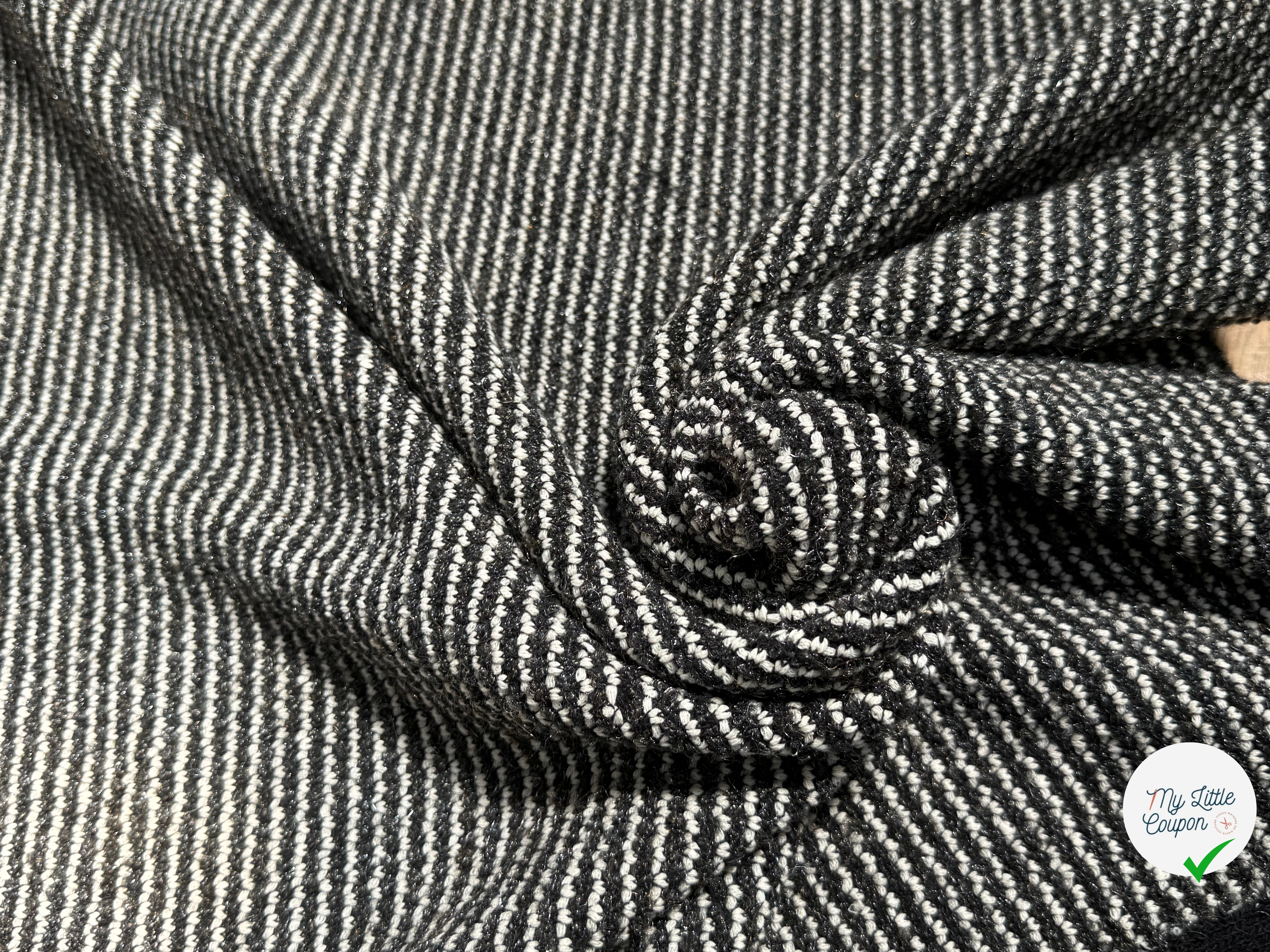 (Chute) TWEED DE LAINE BOUCLETTE STRETCH BLANC GRIS - My Little Coupon