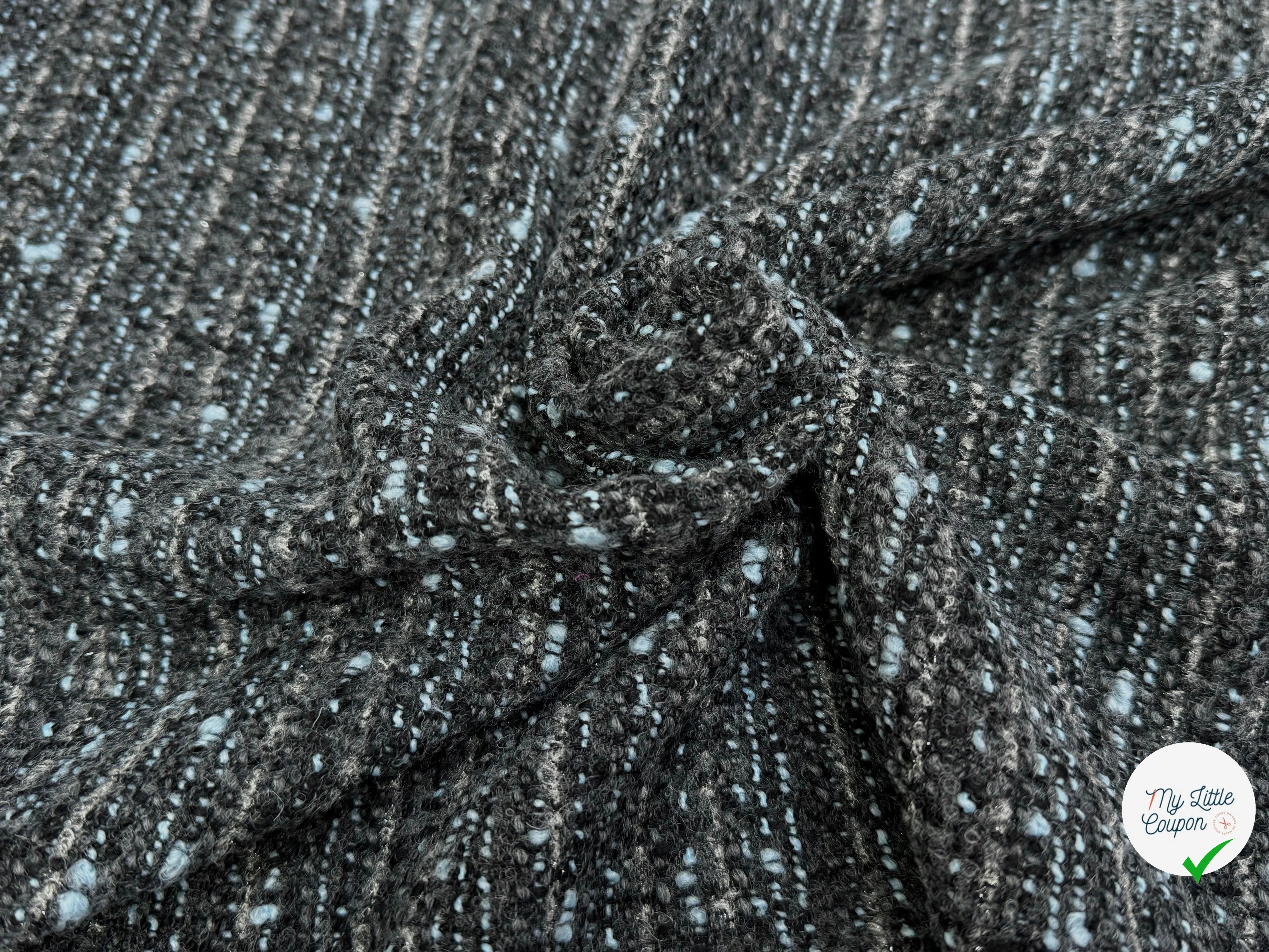 TWEED DE LAINE GRIS & BLUE 6% LUREX - My Little Coupon
