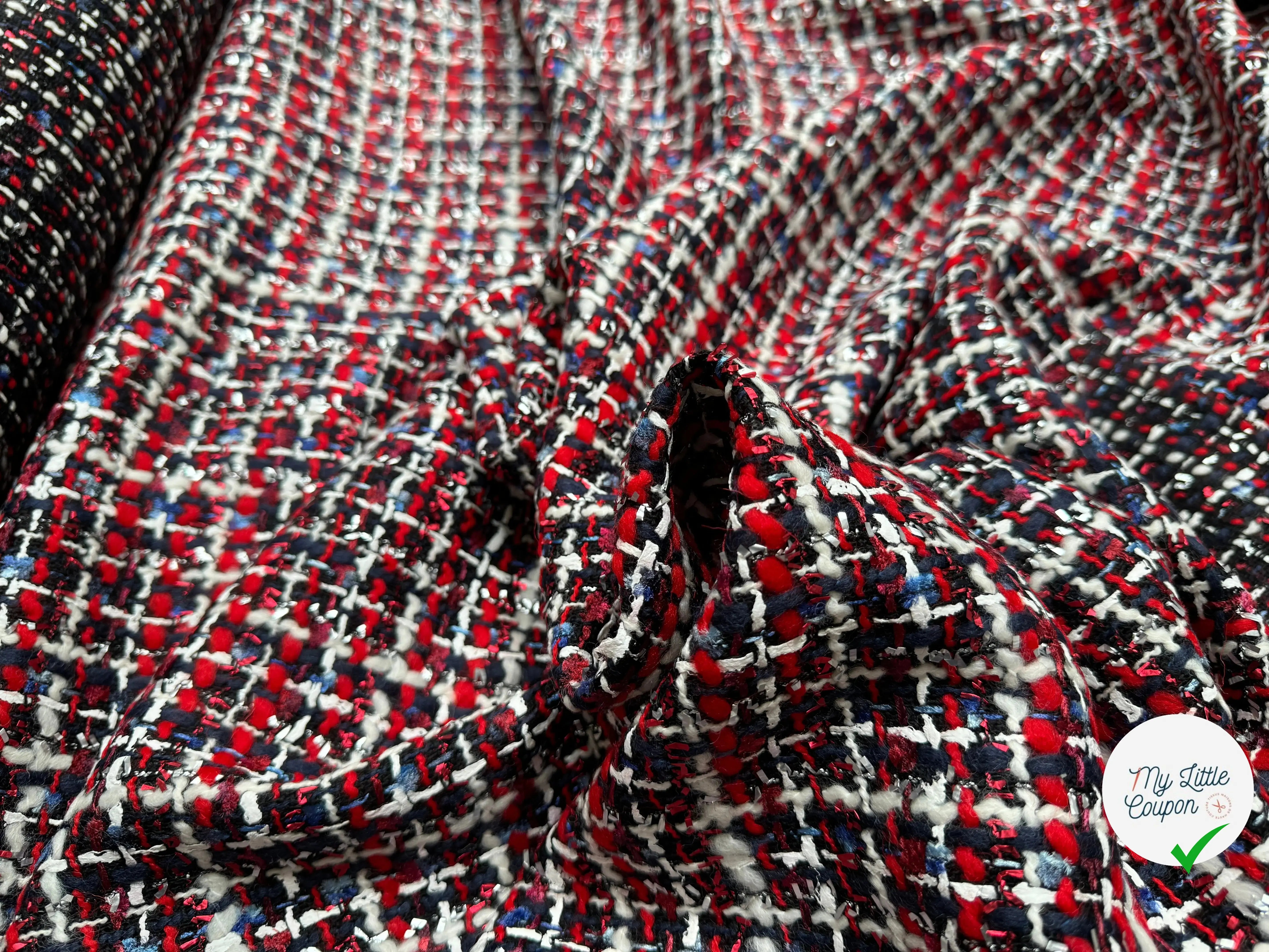 TWEED DE PRESTIGE MADE IN FRANCE ROUGE NOIR BLEU - My Little Coupon