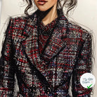 TWEED DE PRESTIGE MADE IN FRANCE ROUGE NOIR BLEU - My Little Coupon