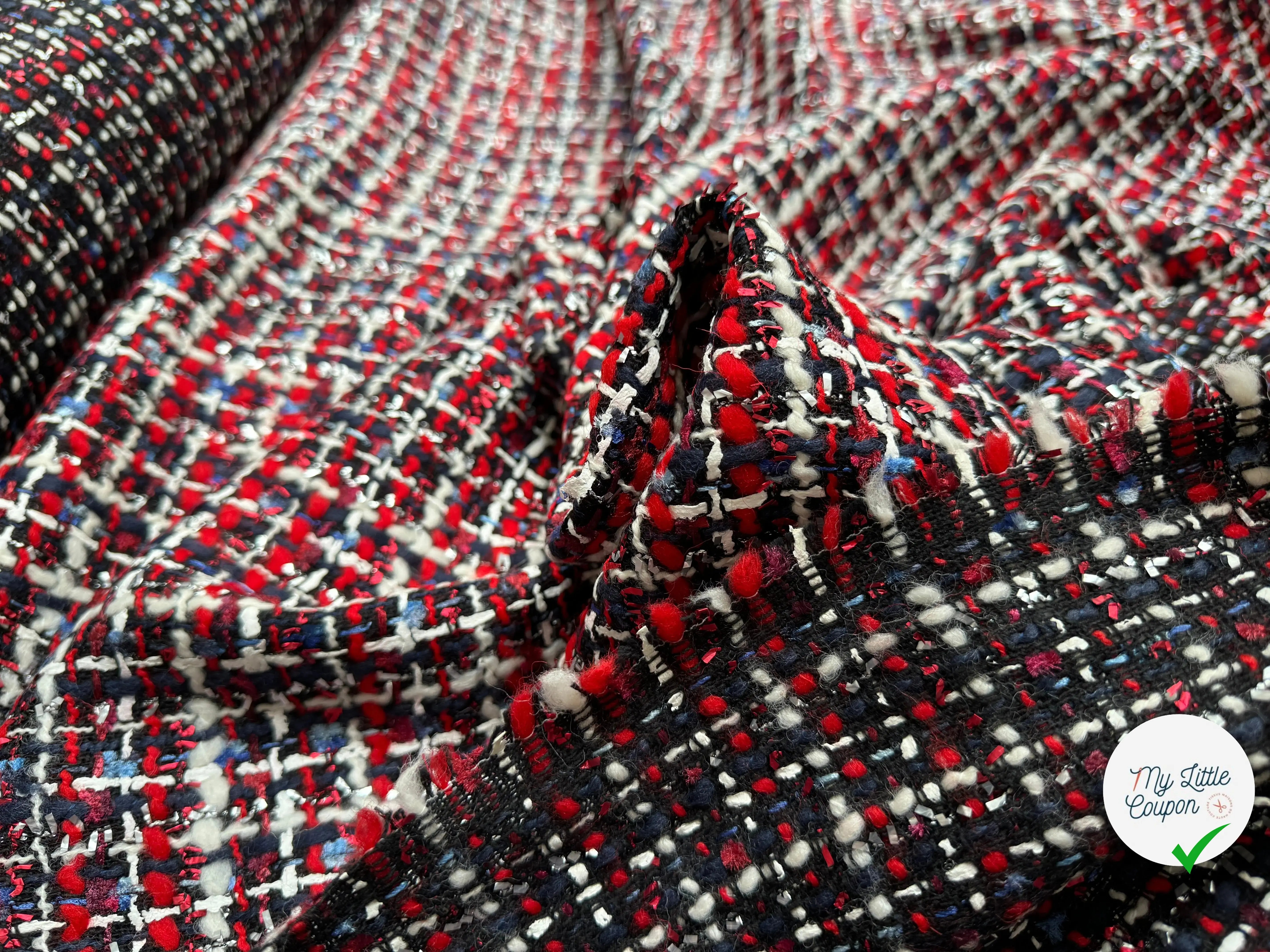 TWEED DE PRESTIGE MADE IN FRANCE ROUGE NOIR BLEU - My Little Coupon