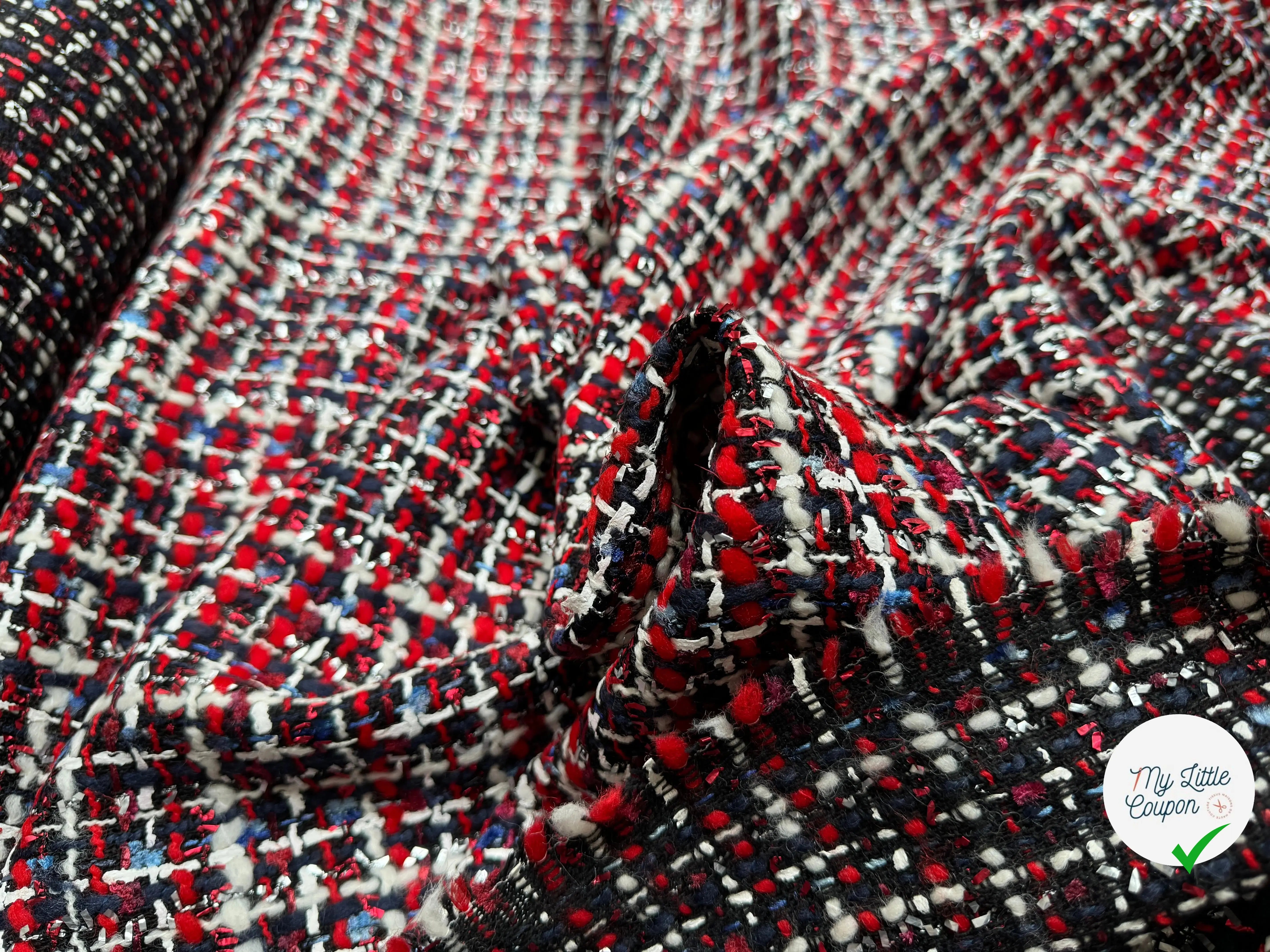 TWEED DE PRESTIGE MADE IN FRANCE ROUGE NOIR BLEU - My Little Coupon
