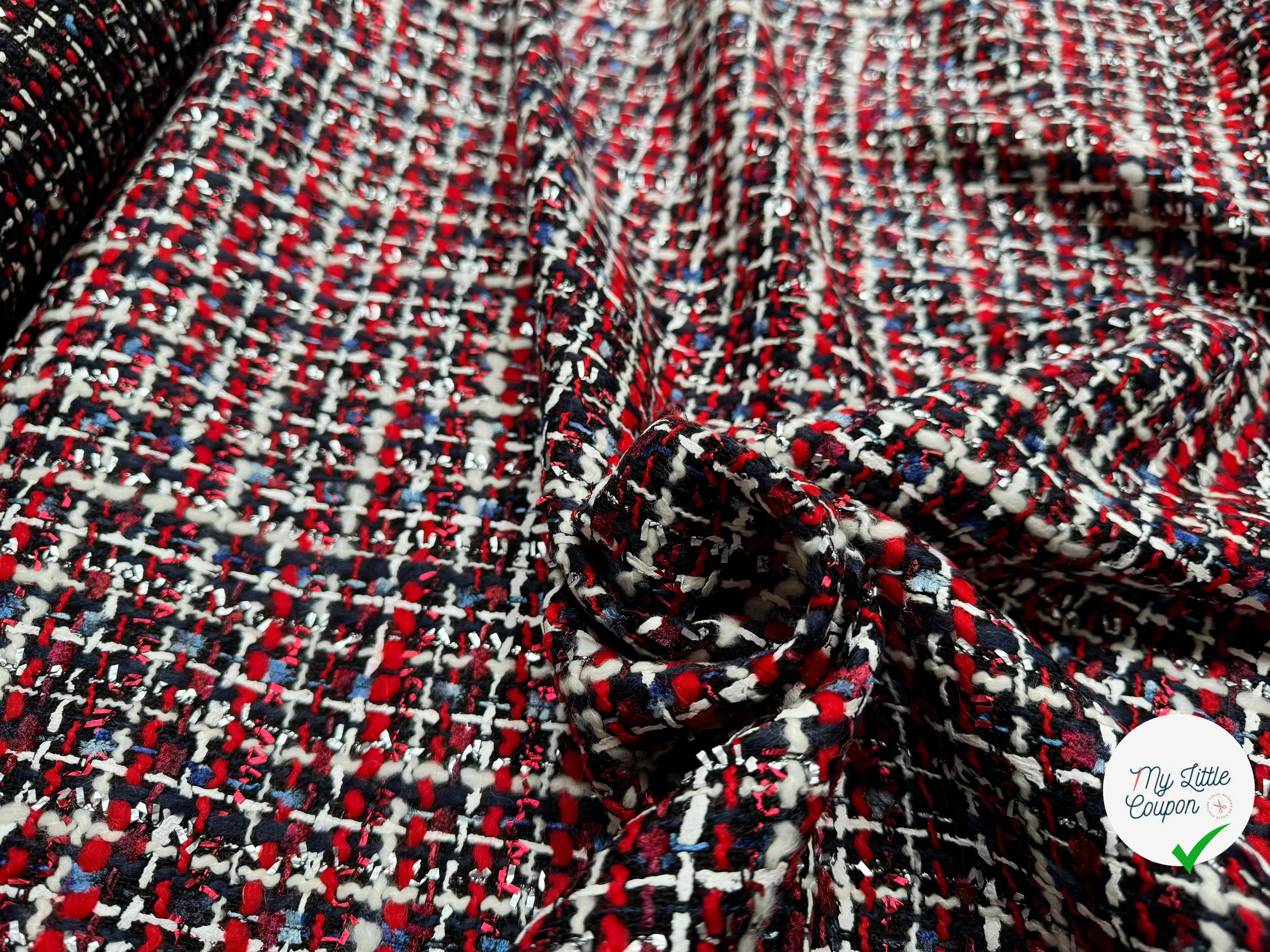 TWEED DE PRESTIGE MADE IN FRANCE ROUGE NOIR BLEU - My Little Coupon