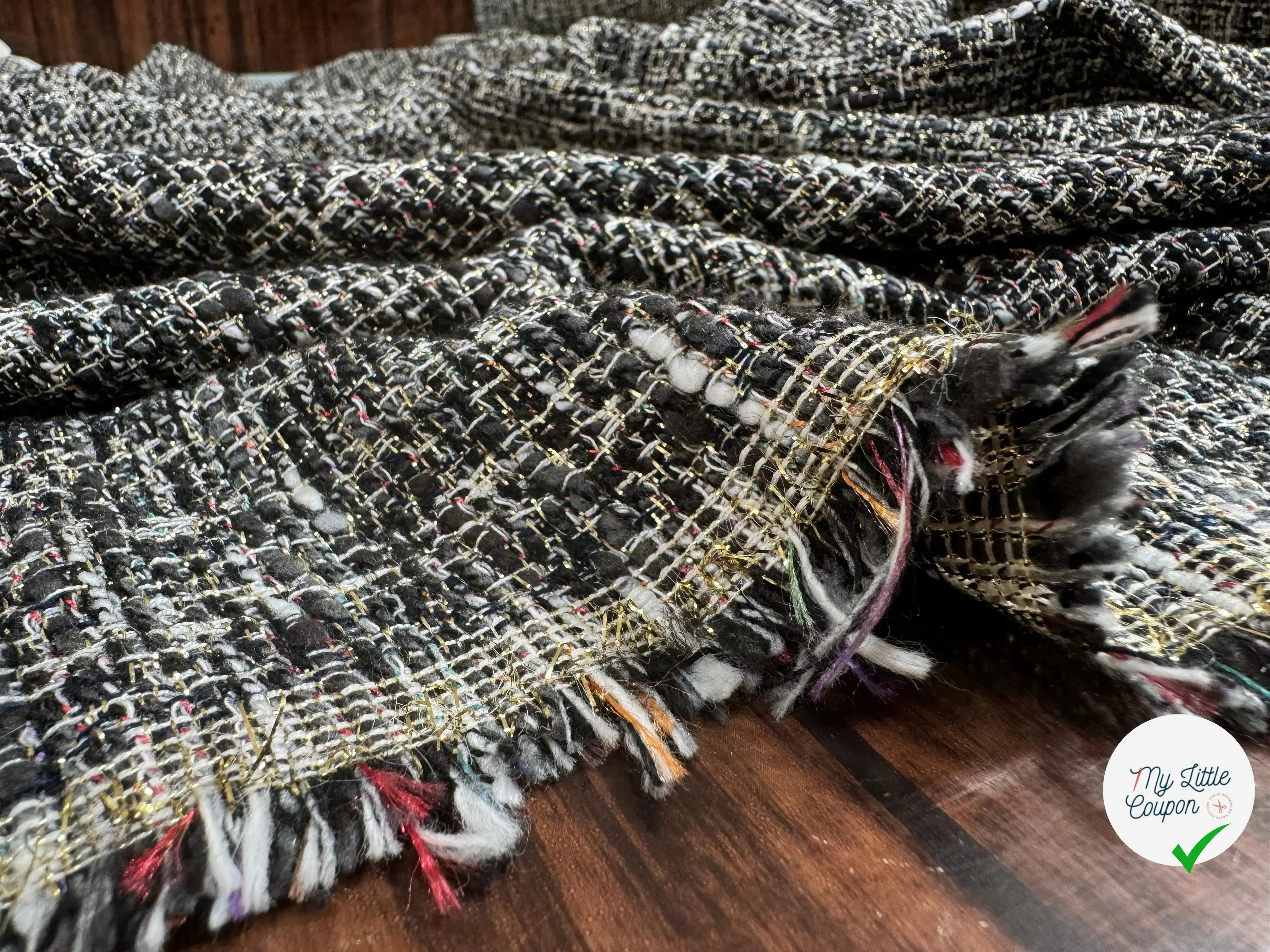 TWEED LUREX BLACK GOLD ITALIEN - My Little Coupon