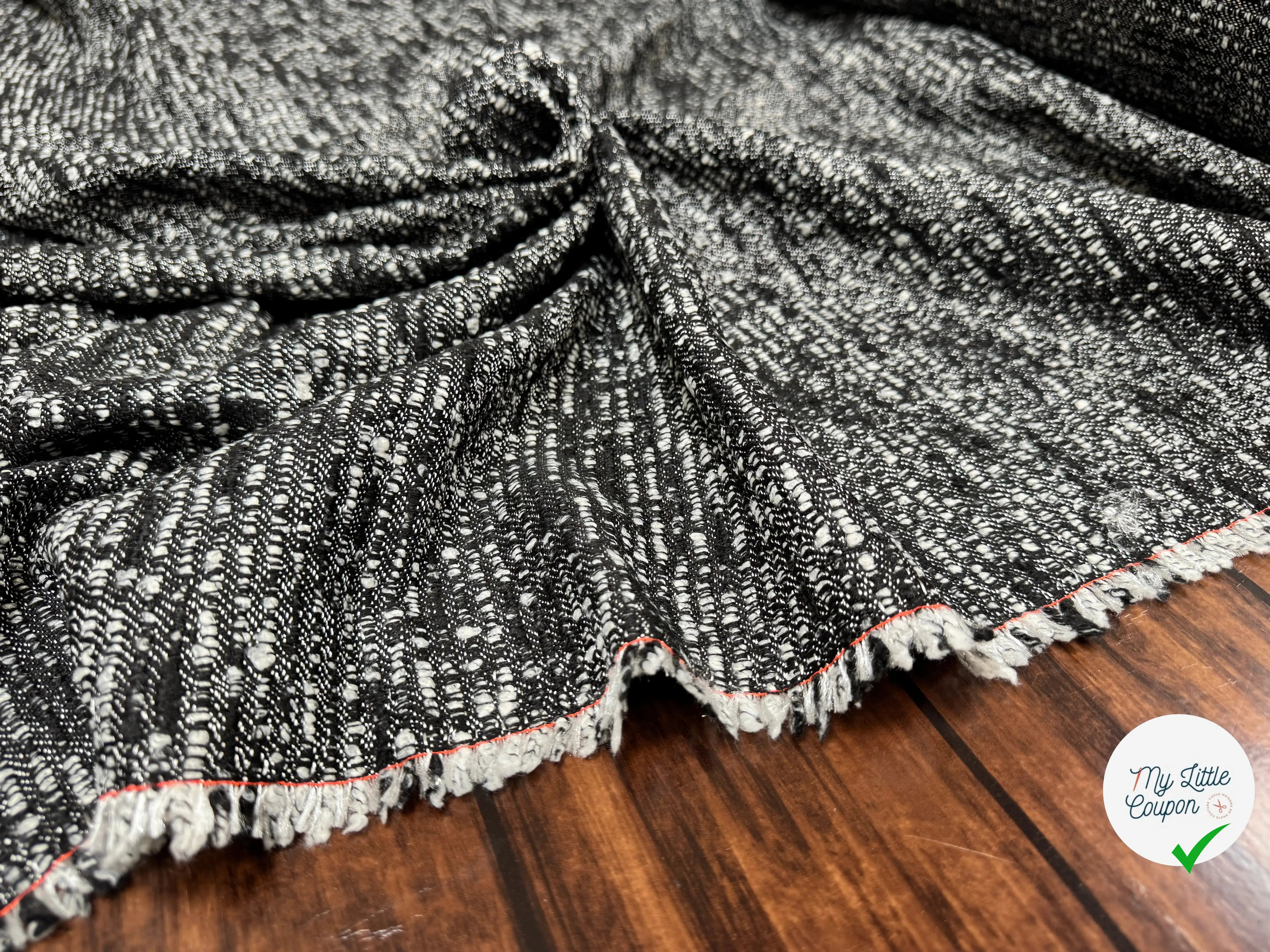 TWEED POLYESTER NOIR ET BLANC - My Little Coupon