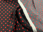 TWILL DE SOIE IMPRIMÉ FONDS NOIR POIS ROUGE MSO