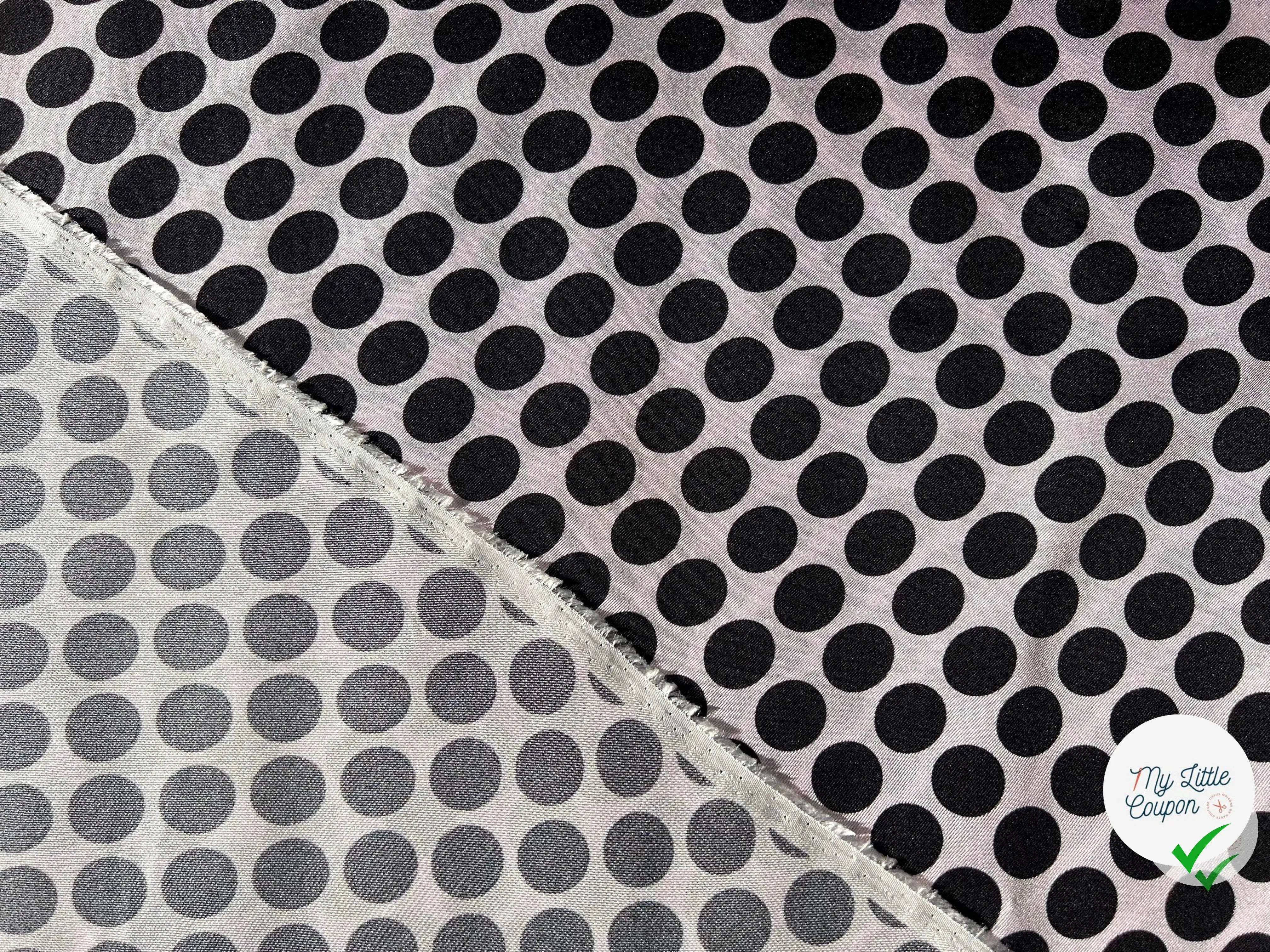 TWILL DE SOIE POIS NOIR FOND ROSE - coupon de tissu de 3 mètres - My Little Coupon - tissu - coudre