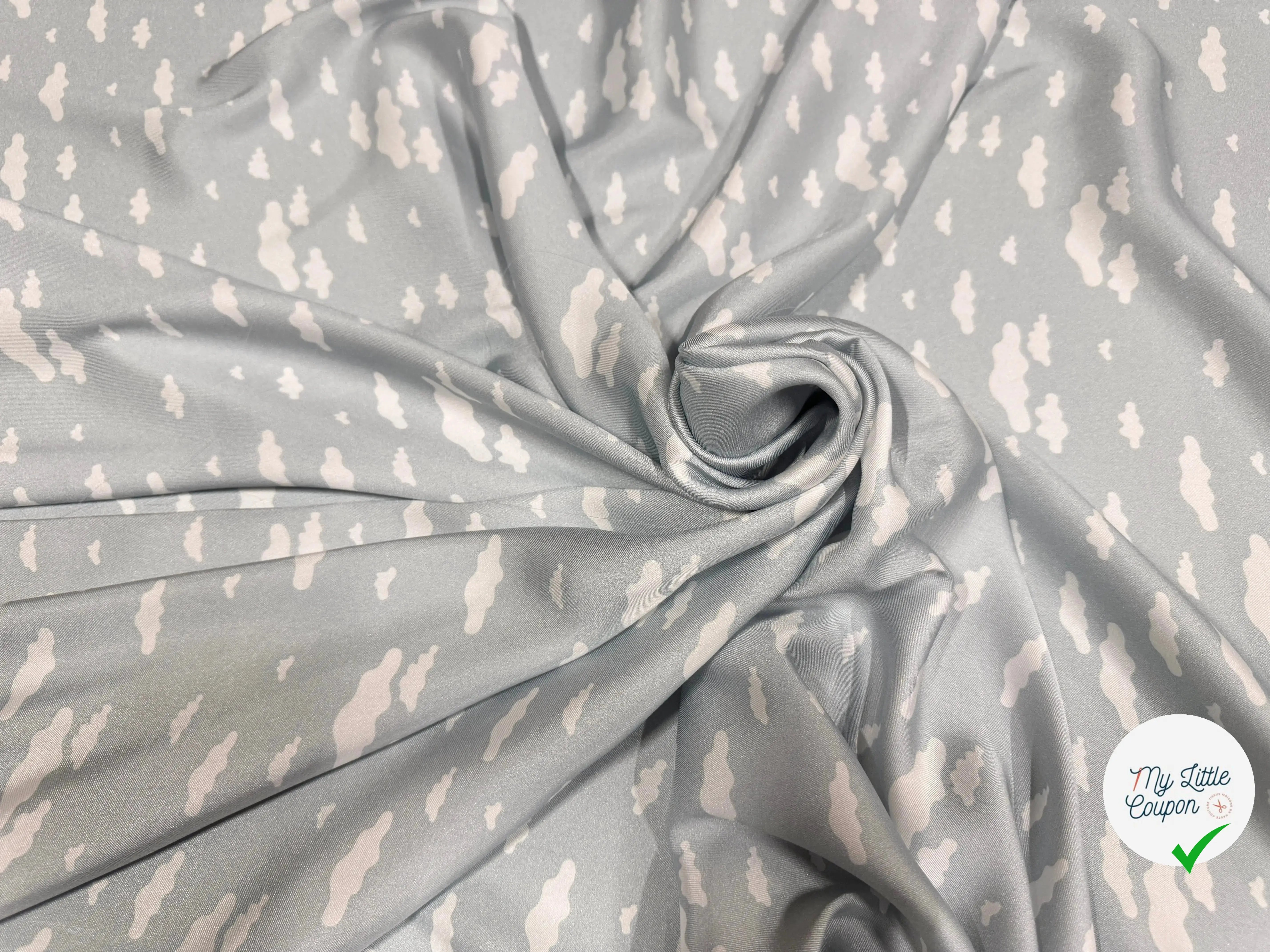 TWILL POLYESTER NUAGES GRIS CLAIR - My Little Coupon