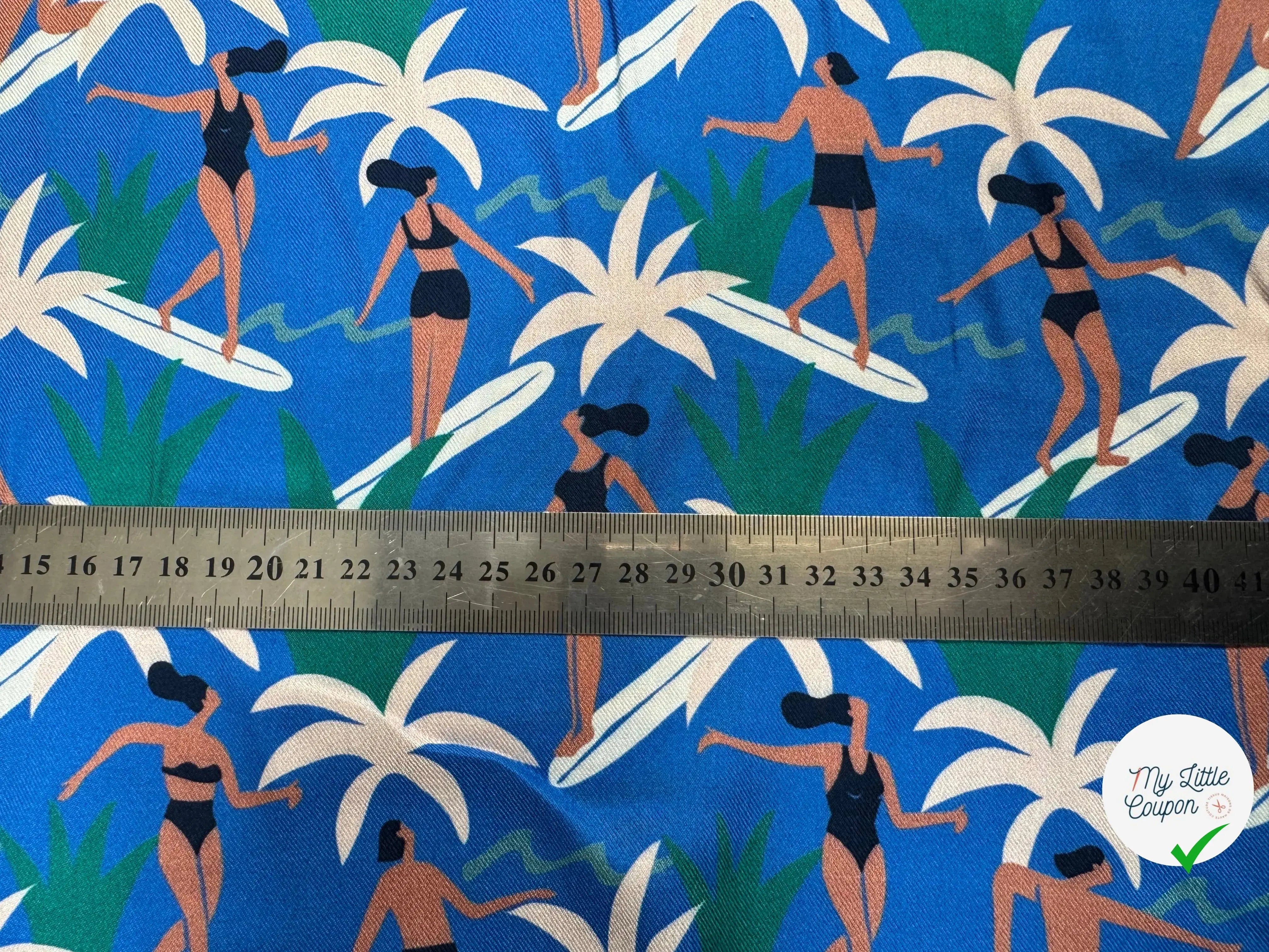 TWILL VISCOSE IMPRIME BLEU MOYEN BLEU - My Little Coupon