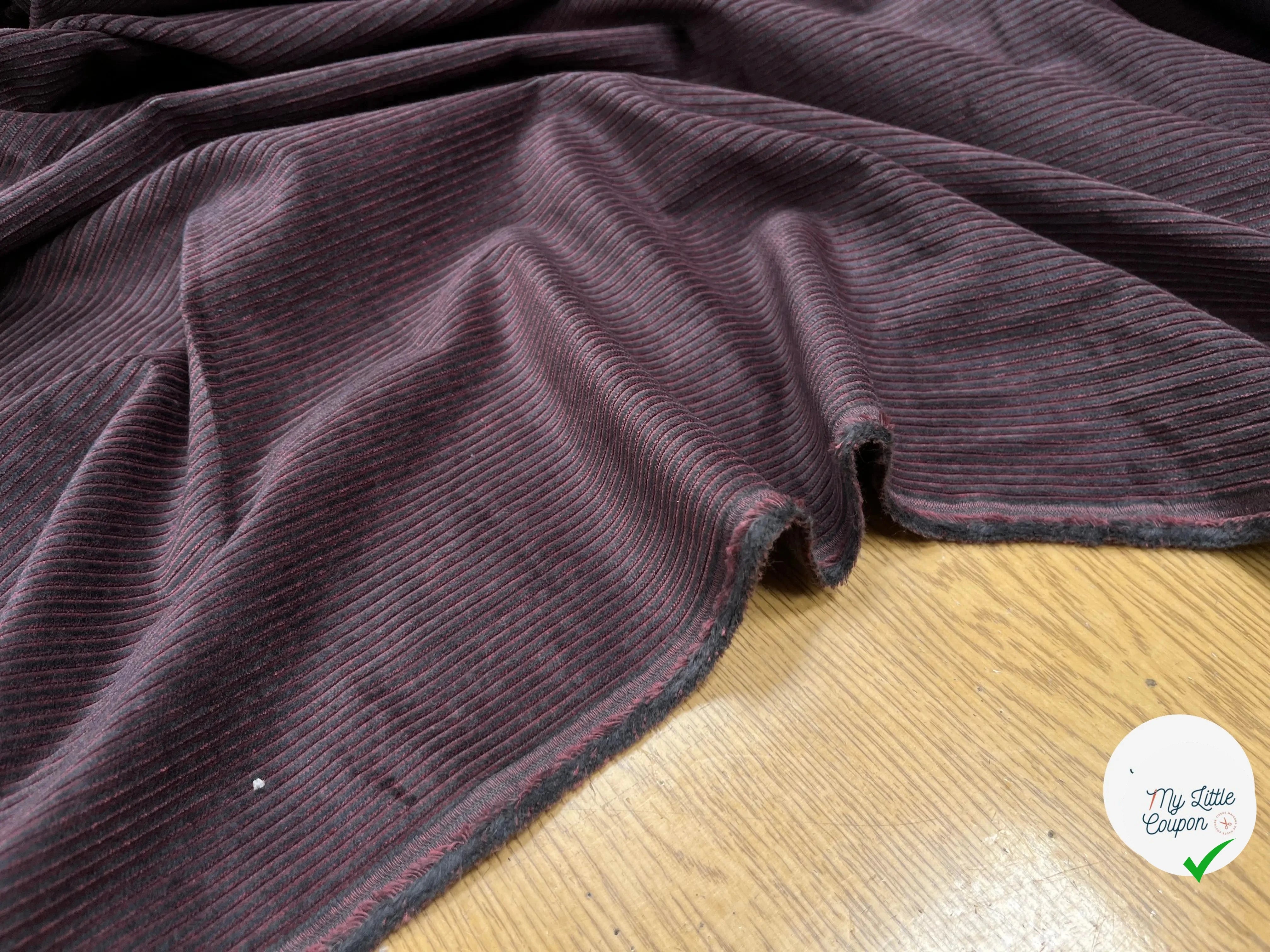VELOURS 300 RAIES BORDEAUX COTON - My Little Coupon