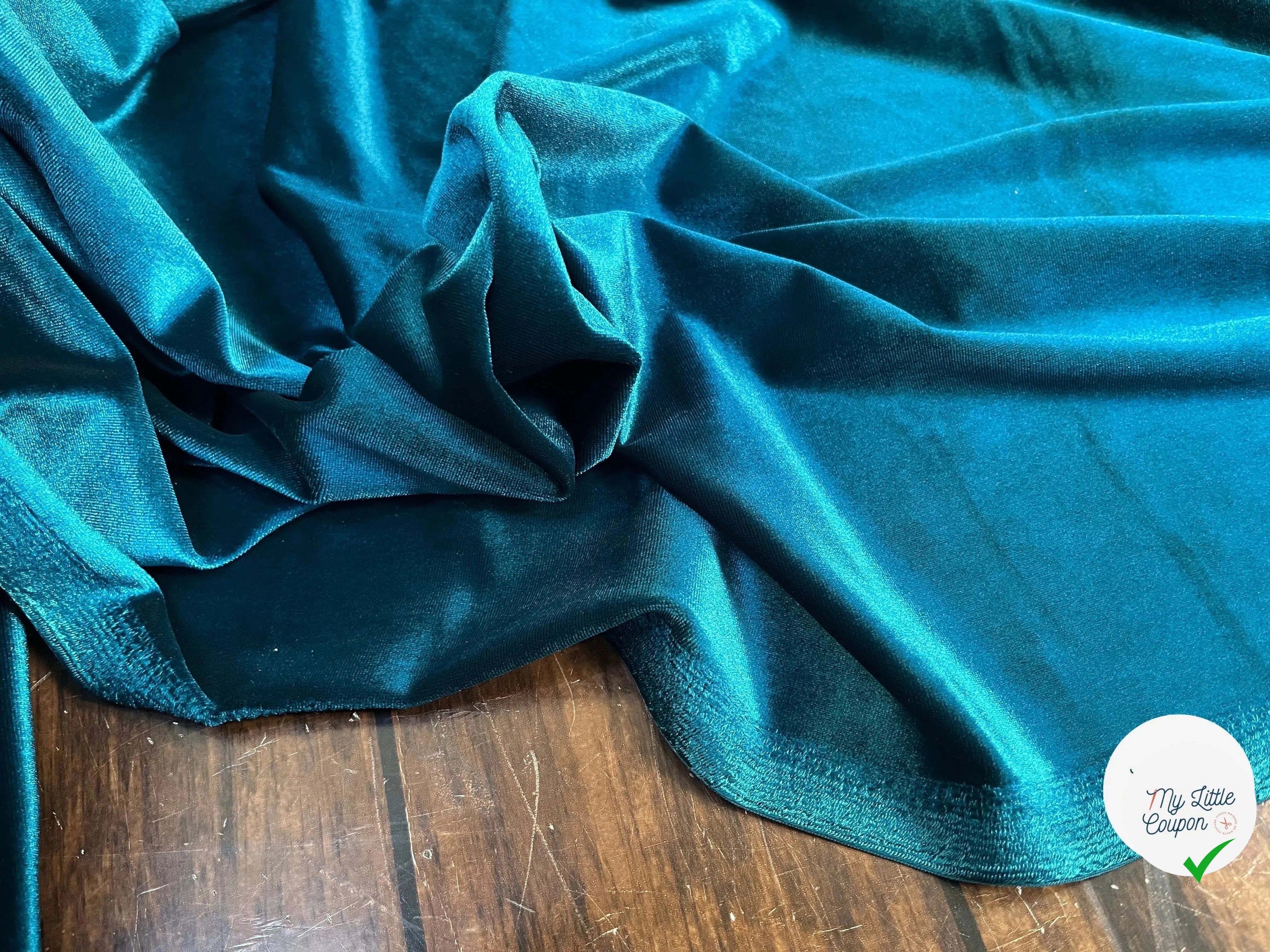 VELOURS CARVICO MAILLE STRETCH BLEU CANARD - My Little Coupon