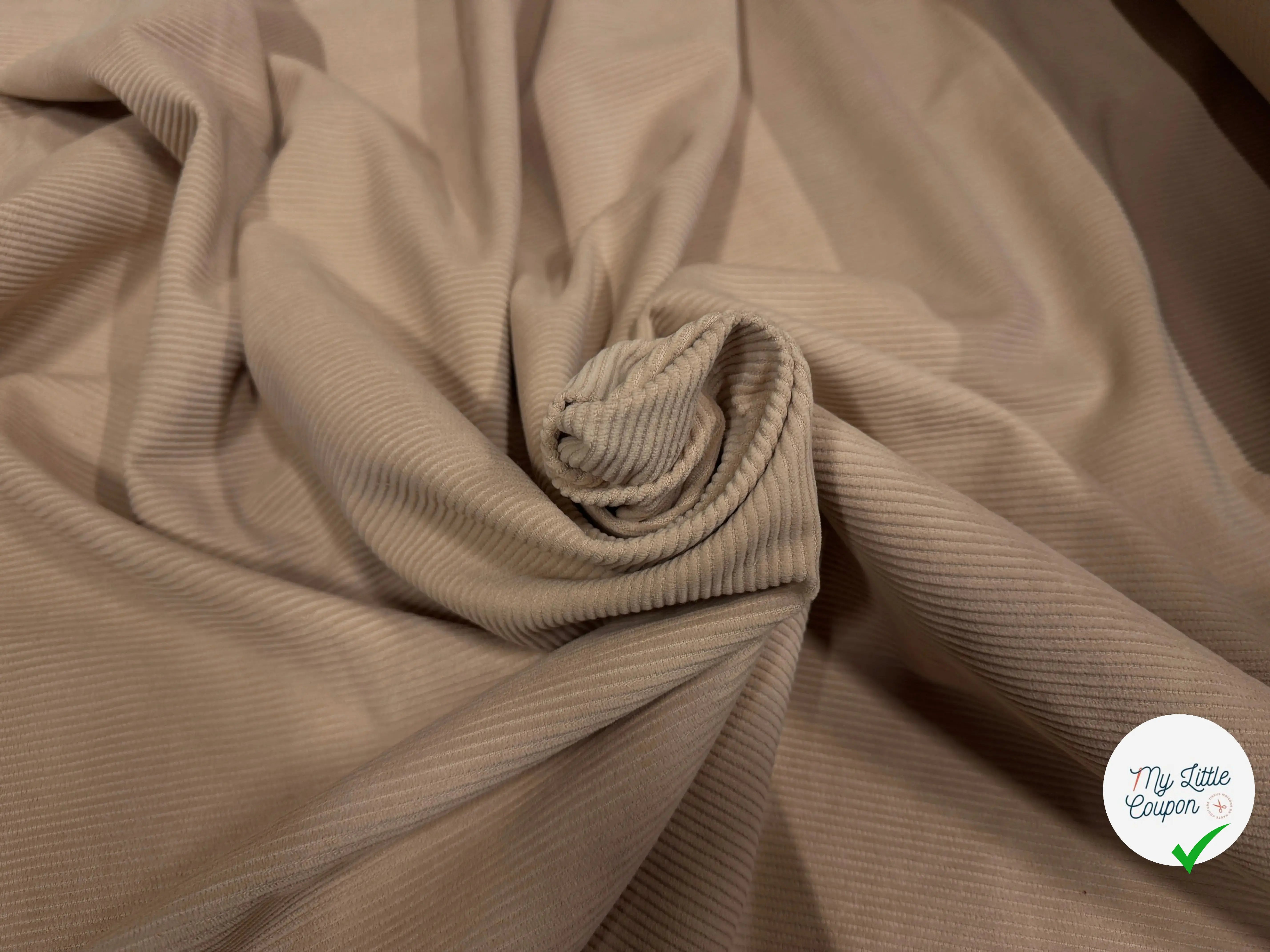 VELOURS COTELÉ 100% COTON BEIGE - My Little Coupon