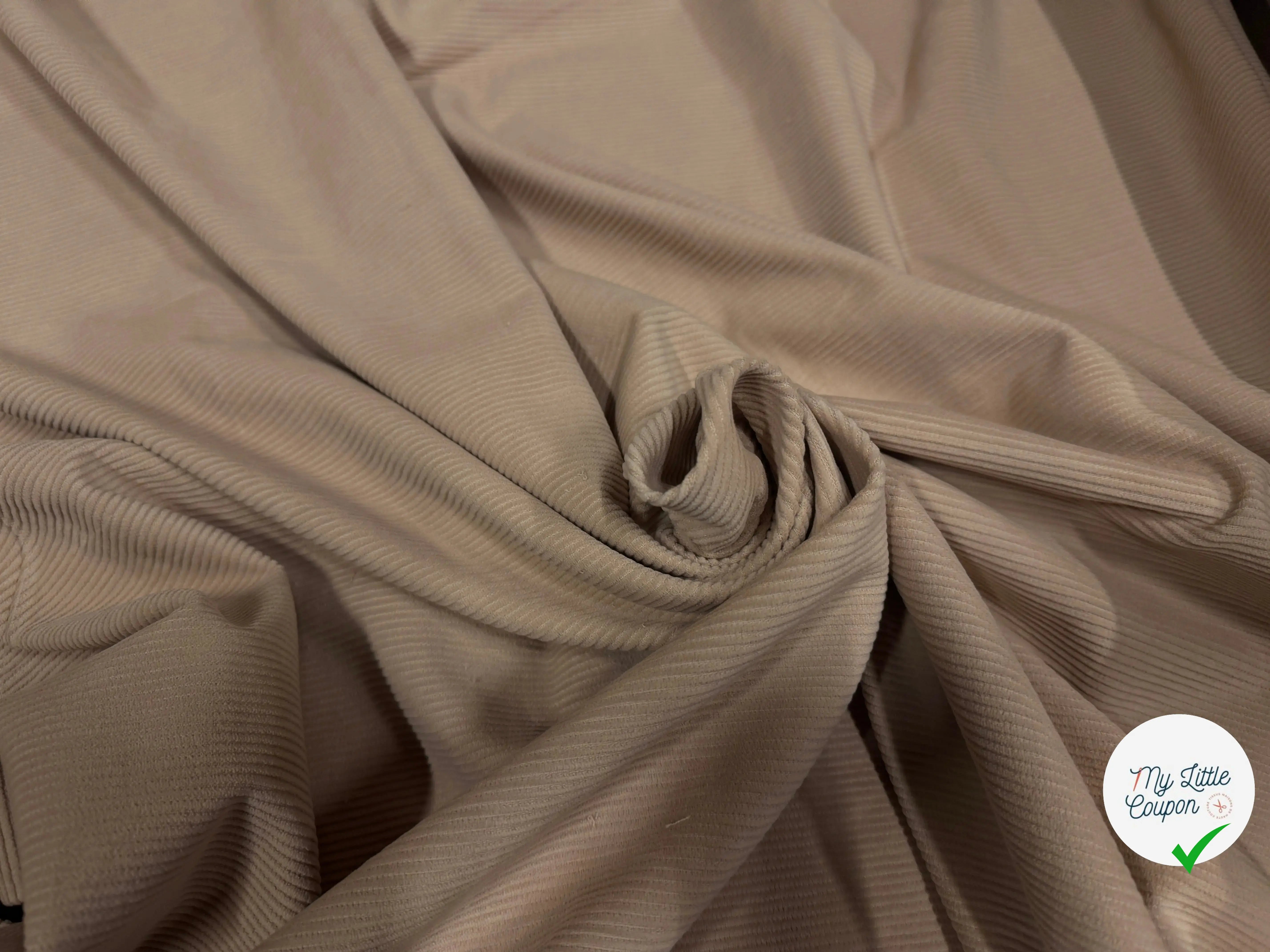 VELOURS COTELÉ 100% COTON BEIGE - My Little Coupon