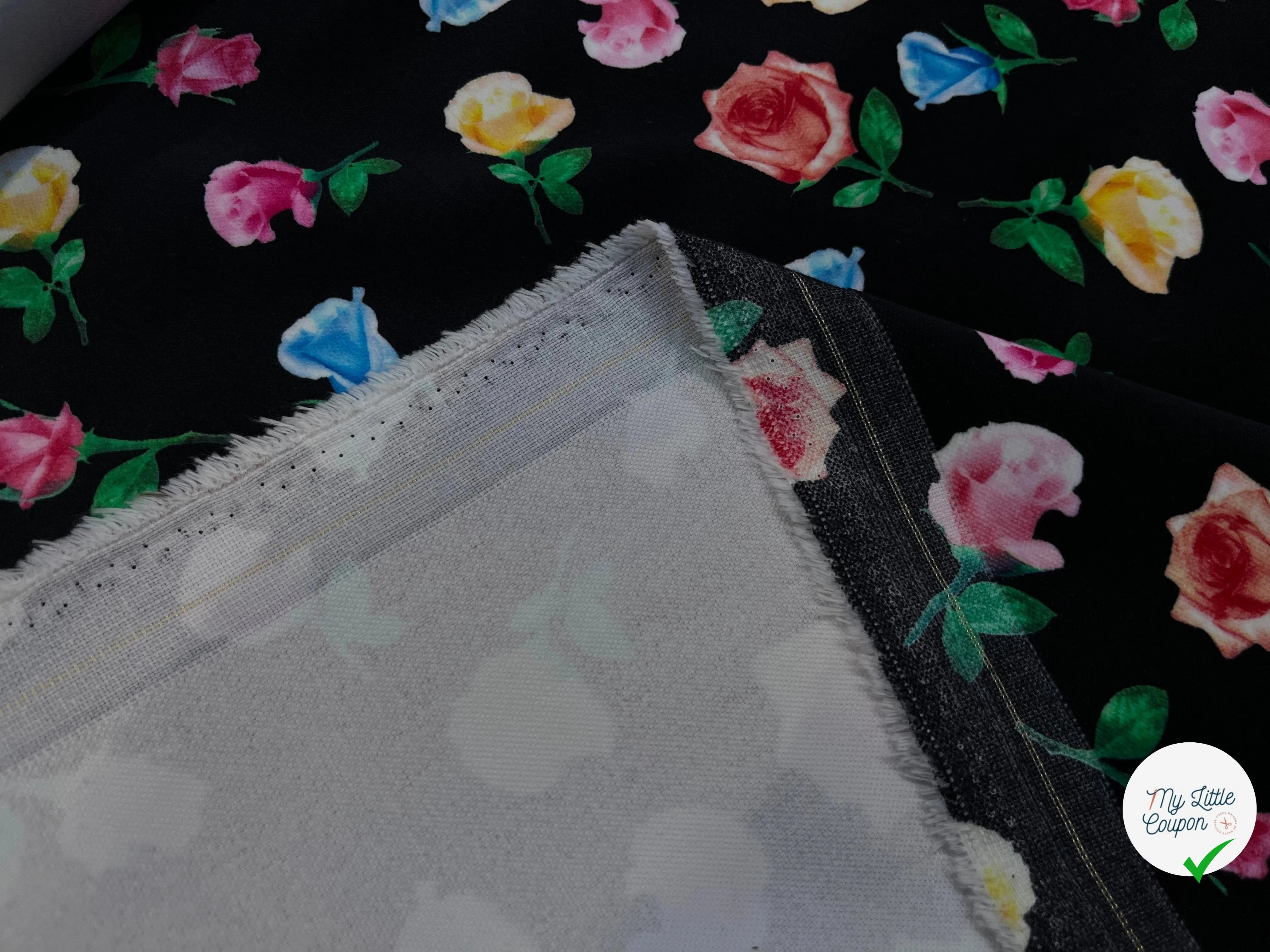 VELOURS DE COTON IMPRIMÉ FLEURS MULTICOLORES - My Little Coupon