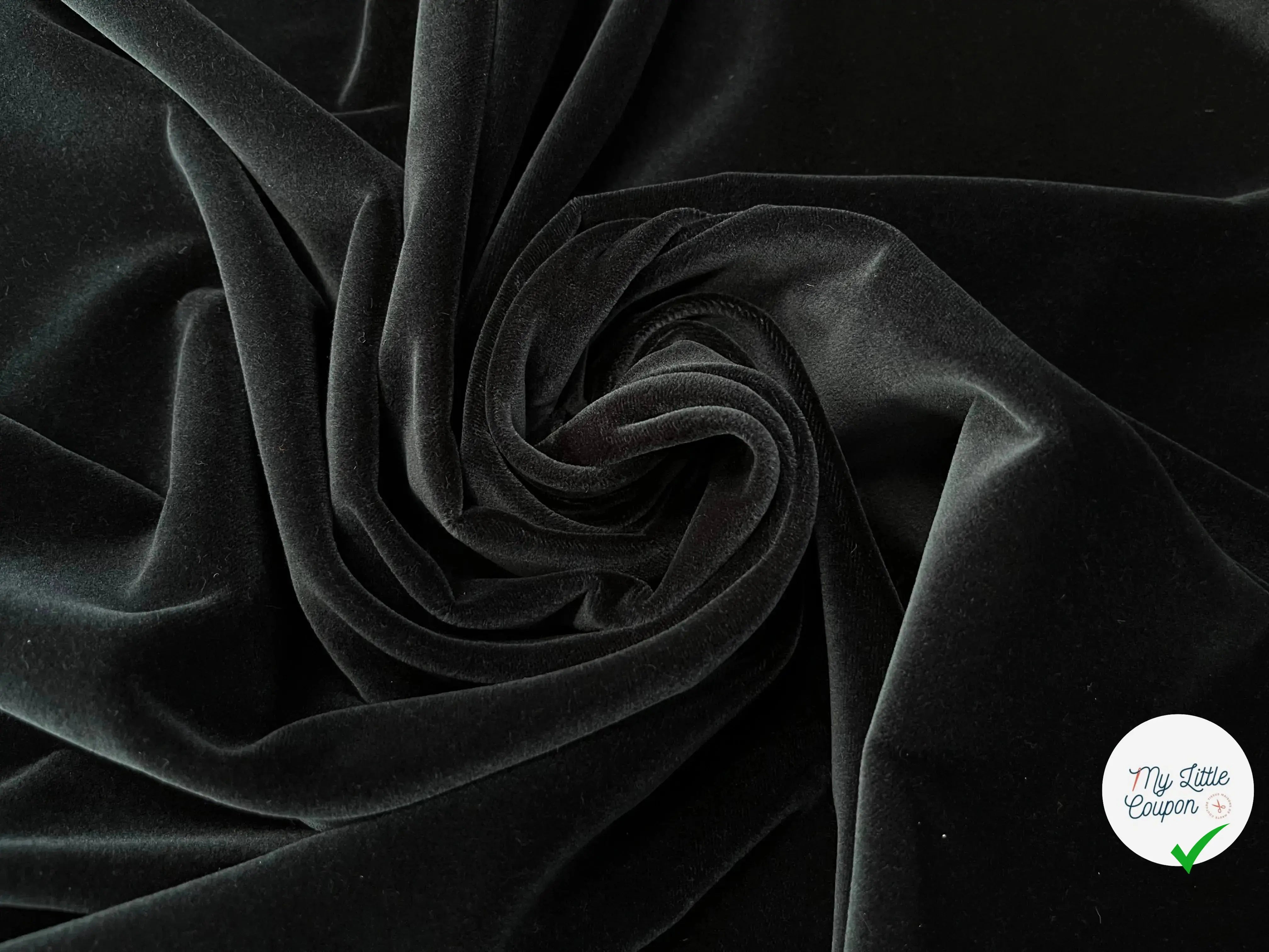 VELOURS DE COTON LISSE UNI NOIR QUALITÉ COUTURE - My Little Coupon