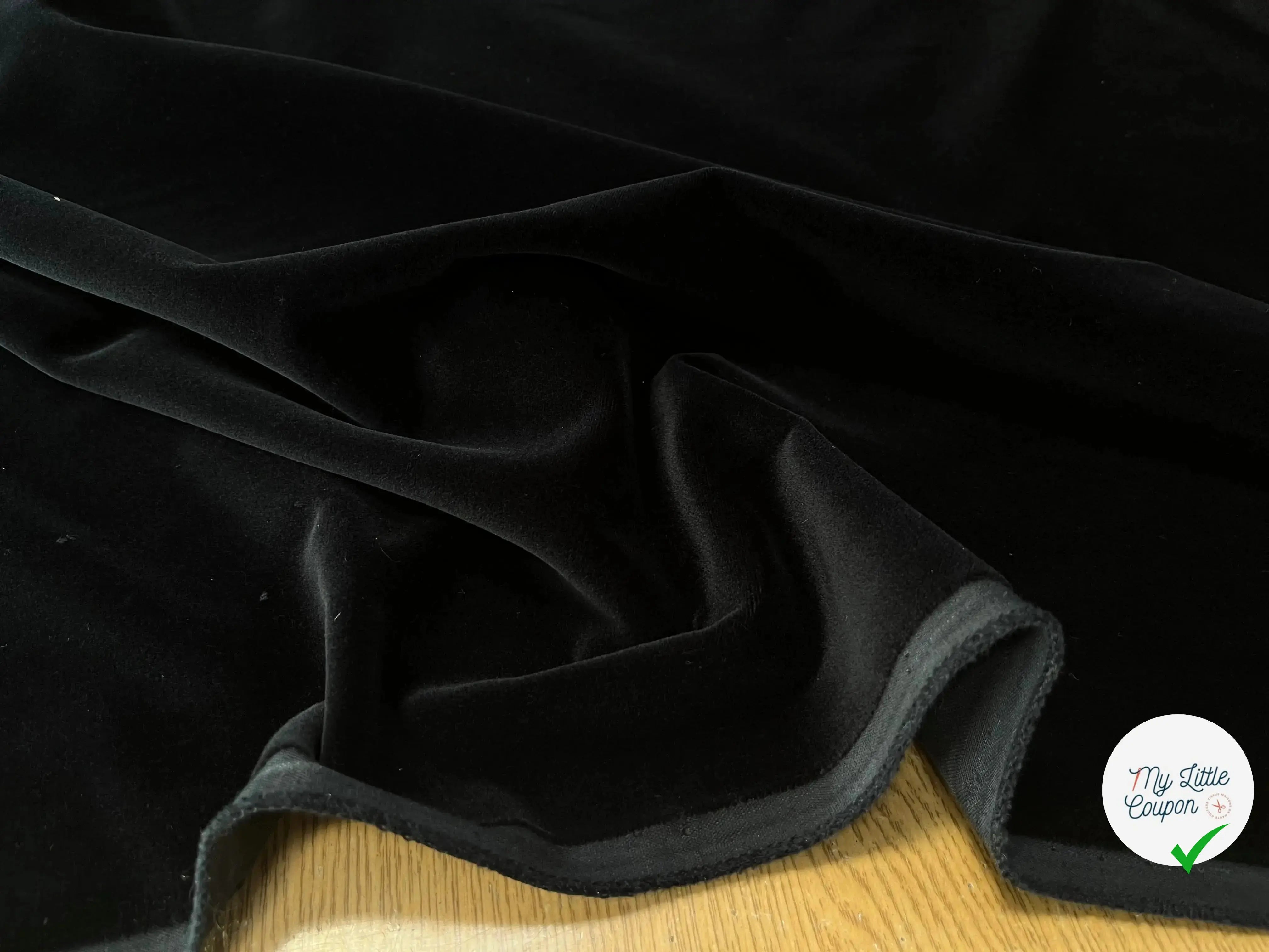 VELOURS DE COTON LISSE UNI NOIR QUALITÉ COUTURE - My Little Coupon
