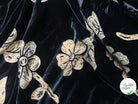 VELOURS DE SOIE DÉVORÉ NOIR AVEC MOTIFS FLEUR TRANSPARENT - My Little Coupon