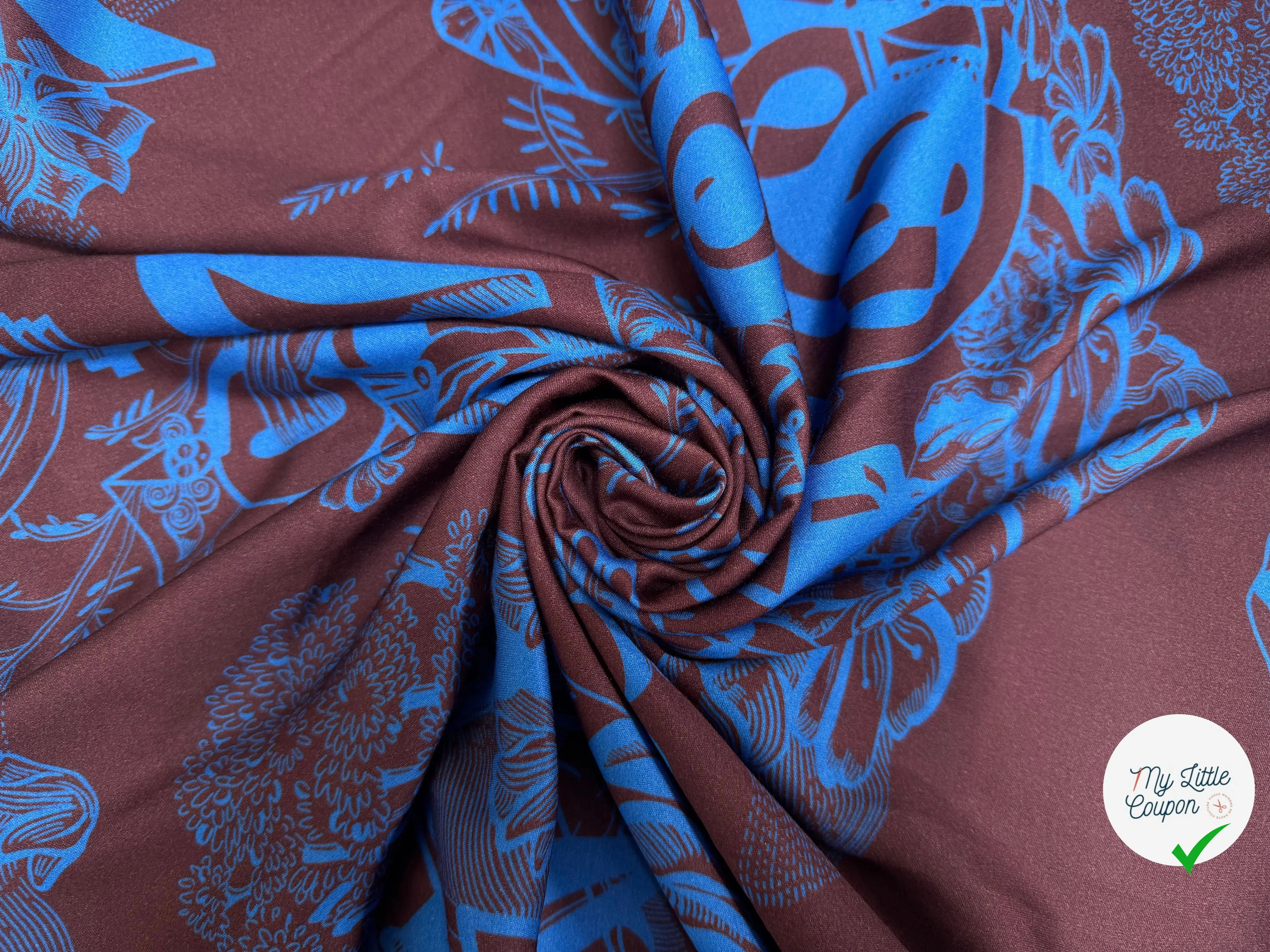 VELOUTINE 100% COTON BLEU ET MARRON - My Little Coupon
