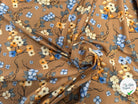 VISCOSE À FLEURS JAPONAISES BLEUES ET BEIGES SUR UN FOND TAUPE - My Little Coupon