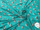 VISCOSE À MOTIF D'HIBISCUS À FOND TURQUOISE - My Little Coupon