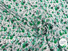VISCOSE À MOTIFS DE ROSES VERTES SUR FOND BLANC - My Little Coupon