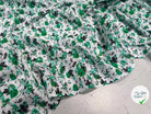VISCOSE À MOTIFS DE ROSES VERTES SUR FOND BLANC - My Little Coupon