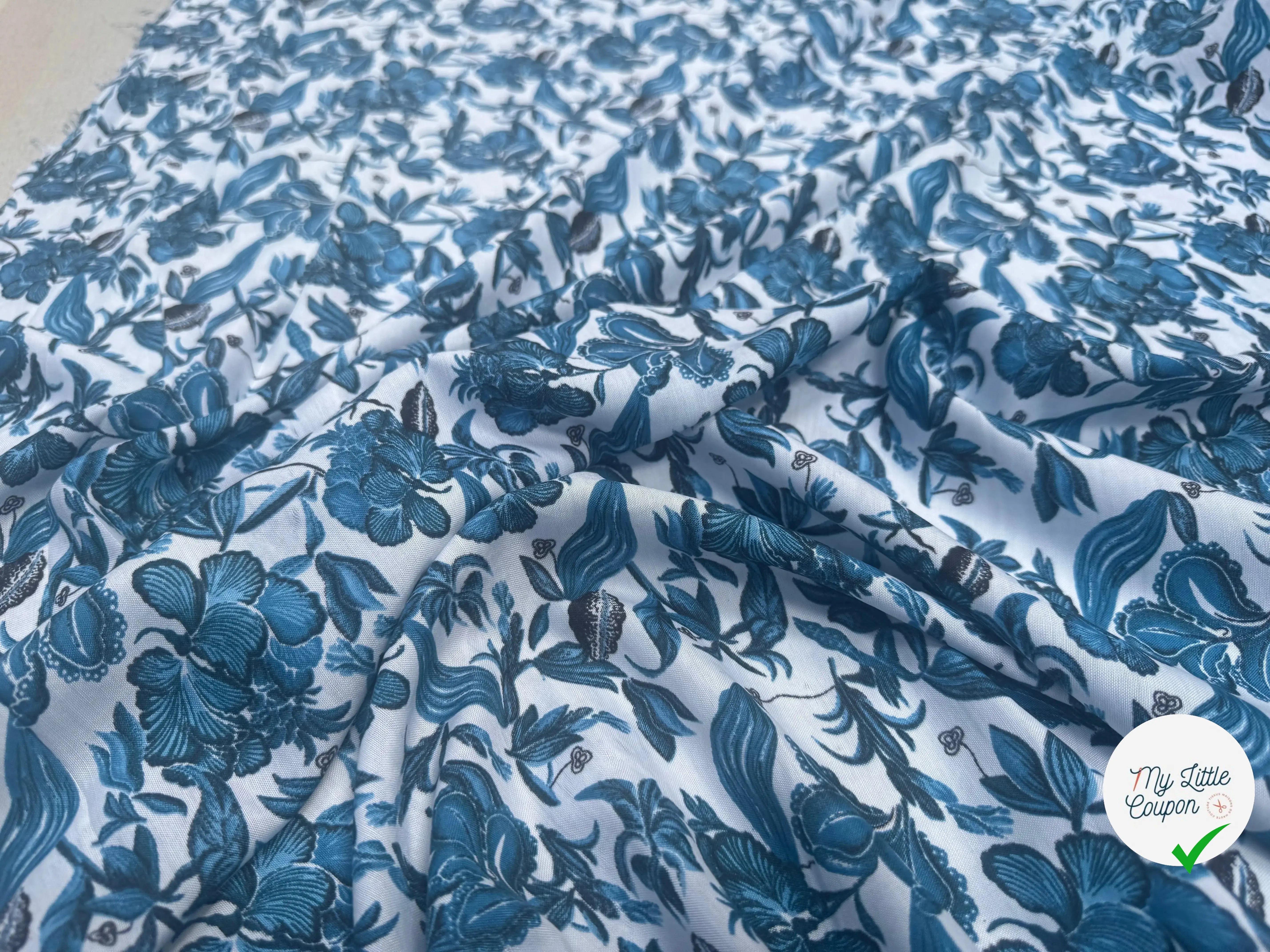 VISCOSE À MOTIFS MALLOW BLEUS - My Little Coupon