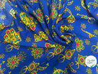 VISCOSE ARLEQUIN AVEC MOTIFS MAINS FOND BLEU - My Little Coupon