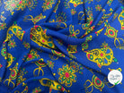 VISCOSE ARLEQUIN AVEC MOTIFS MAINS FOND BLEU - My Little Coupon