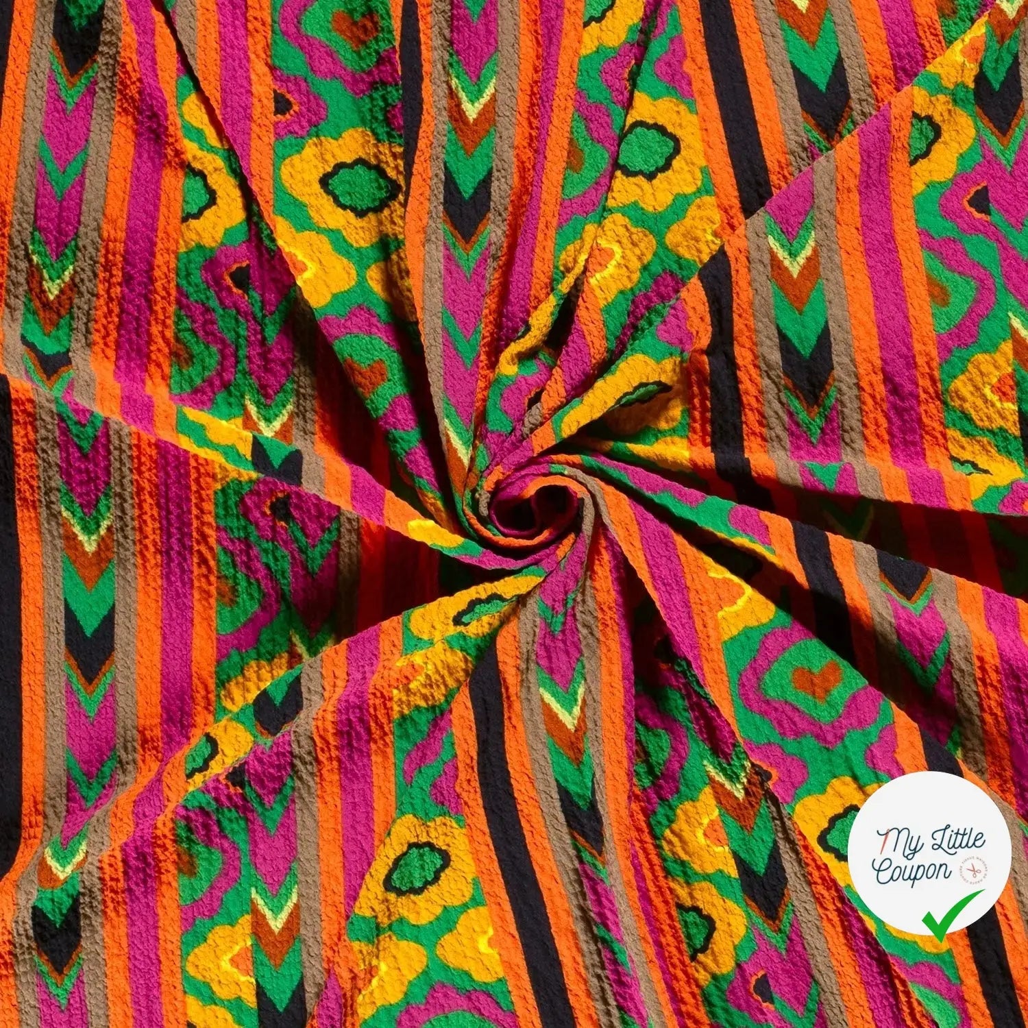 VISCOSE BUBBLE TISSU IMPRIMÉ ABSTRAIT VERT - My Little Coupon
