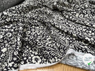 VISCOSE DOUCE FOND GRIS MARRON MOTIFS FLORAL BLANC - My Little Coupon