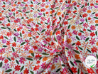 VISCOSE DOUCE TRES LEGEREMENT SATINEE PRINT FLEURS MULTICOLORES FOND BLANC - My Little Coupon