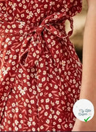 VISCOSE ECOVERO™ LENZING™ IMPRIMÉ FLEURETTE TERRACOTA - My Little Coupon