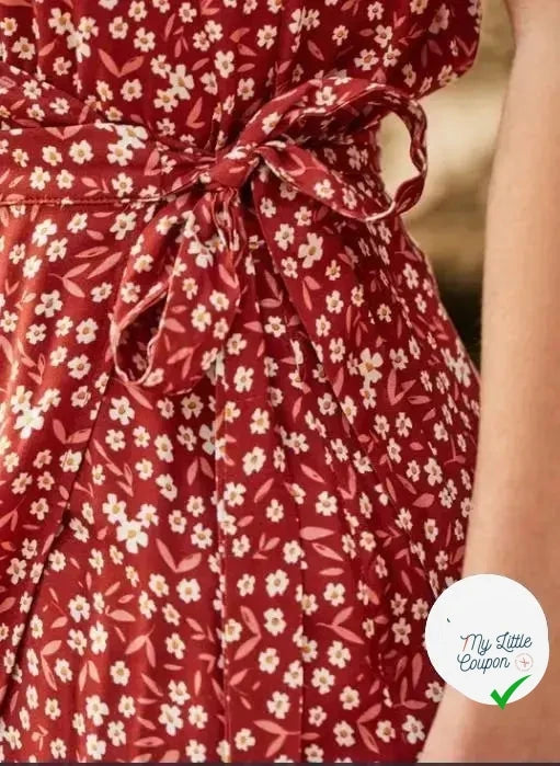 VISCOSE ECOVERO™ LENZING™ IMPRIMÉ FLEURETTE TERRACOTA - My Little Coupon