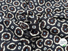 VISCOSE FOND BLEU NAVY MOTIFS FLEURS BLANC ET MARRON - My Little Coupon
