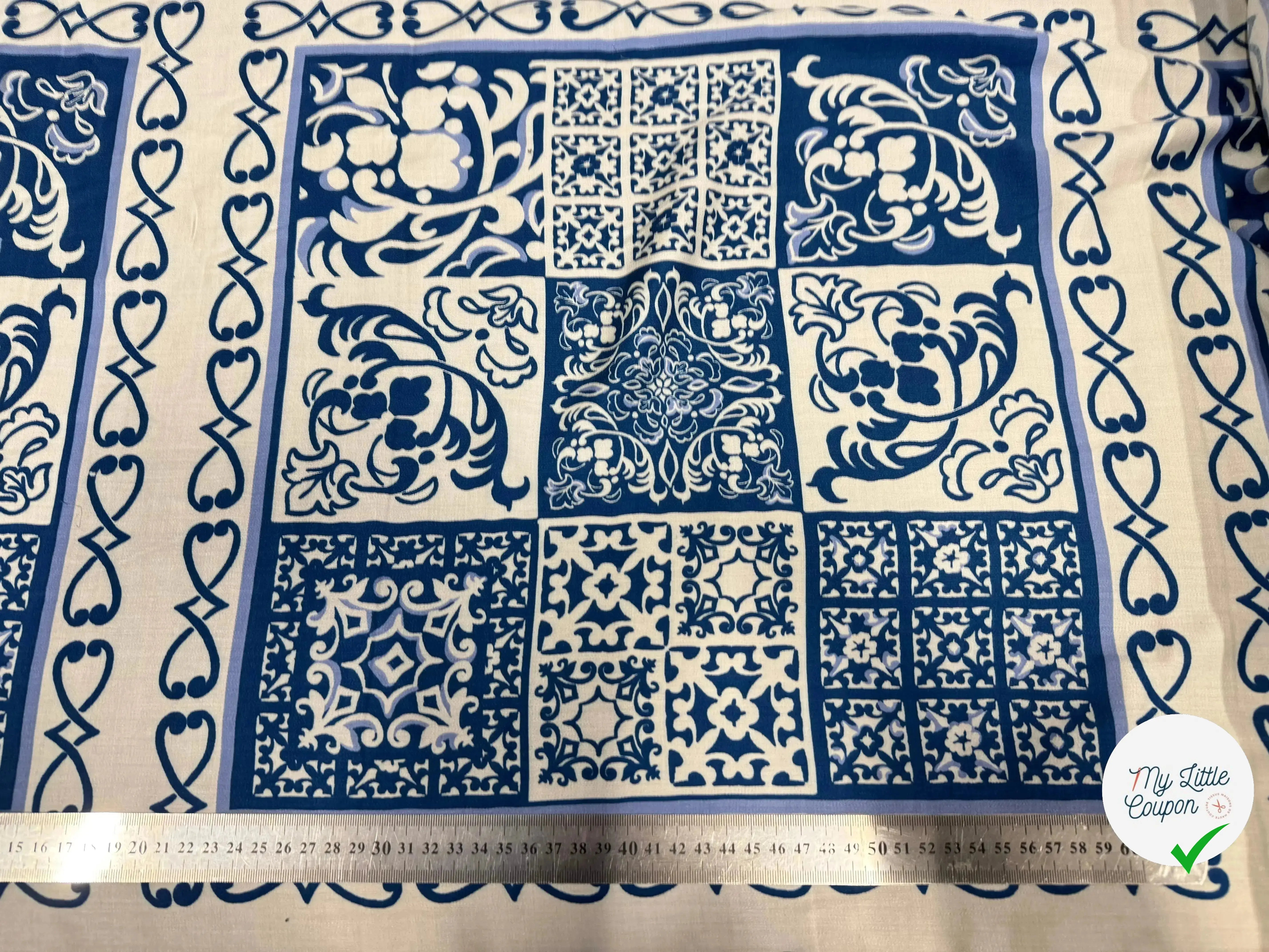 VISCOSE IMPRIMÉE BARROCK DE BLEU - My Little Coupon
