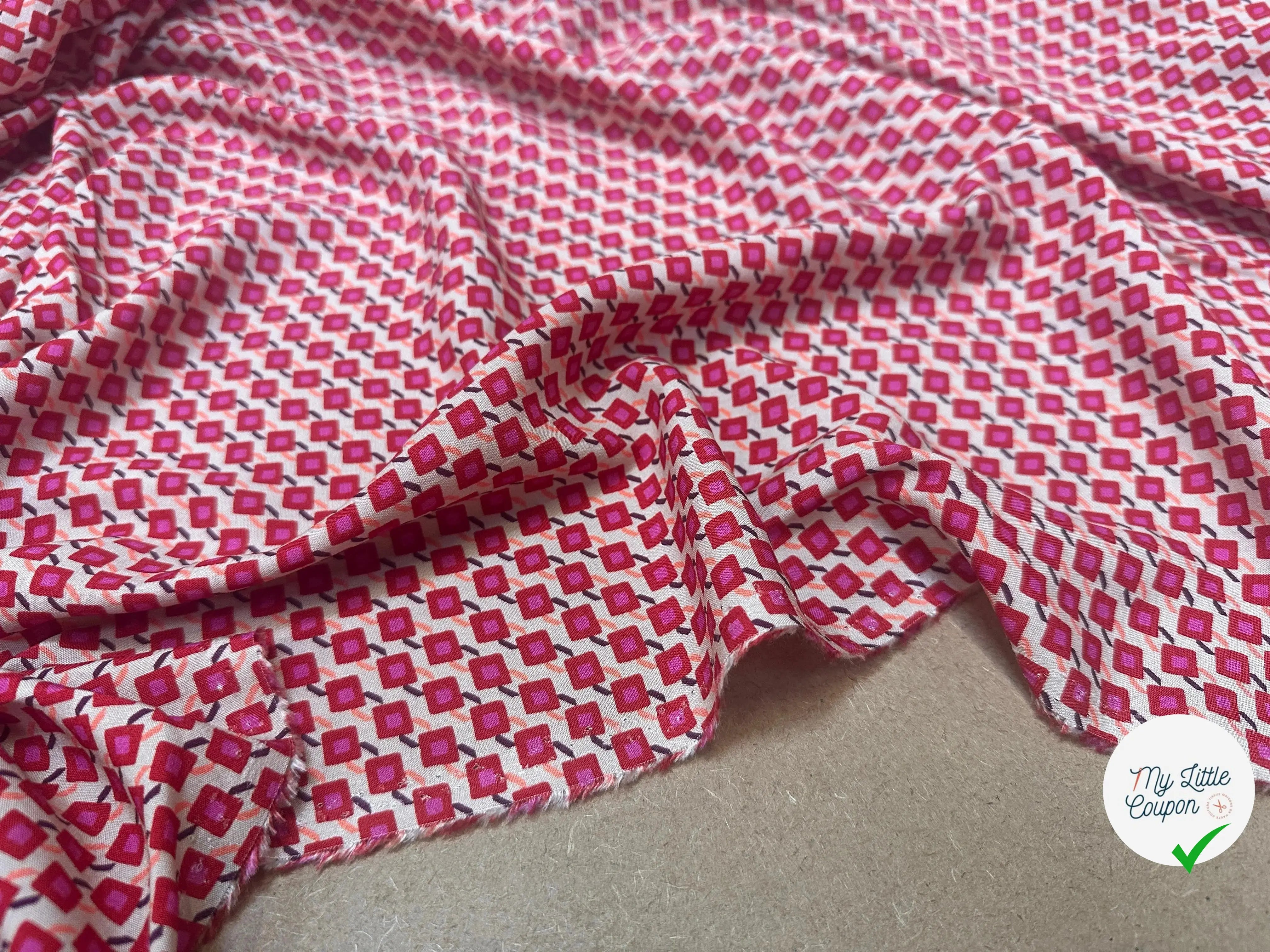 VISCOSE ITALIENNE GEOMETRICA ROSA - My Little Coupon