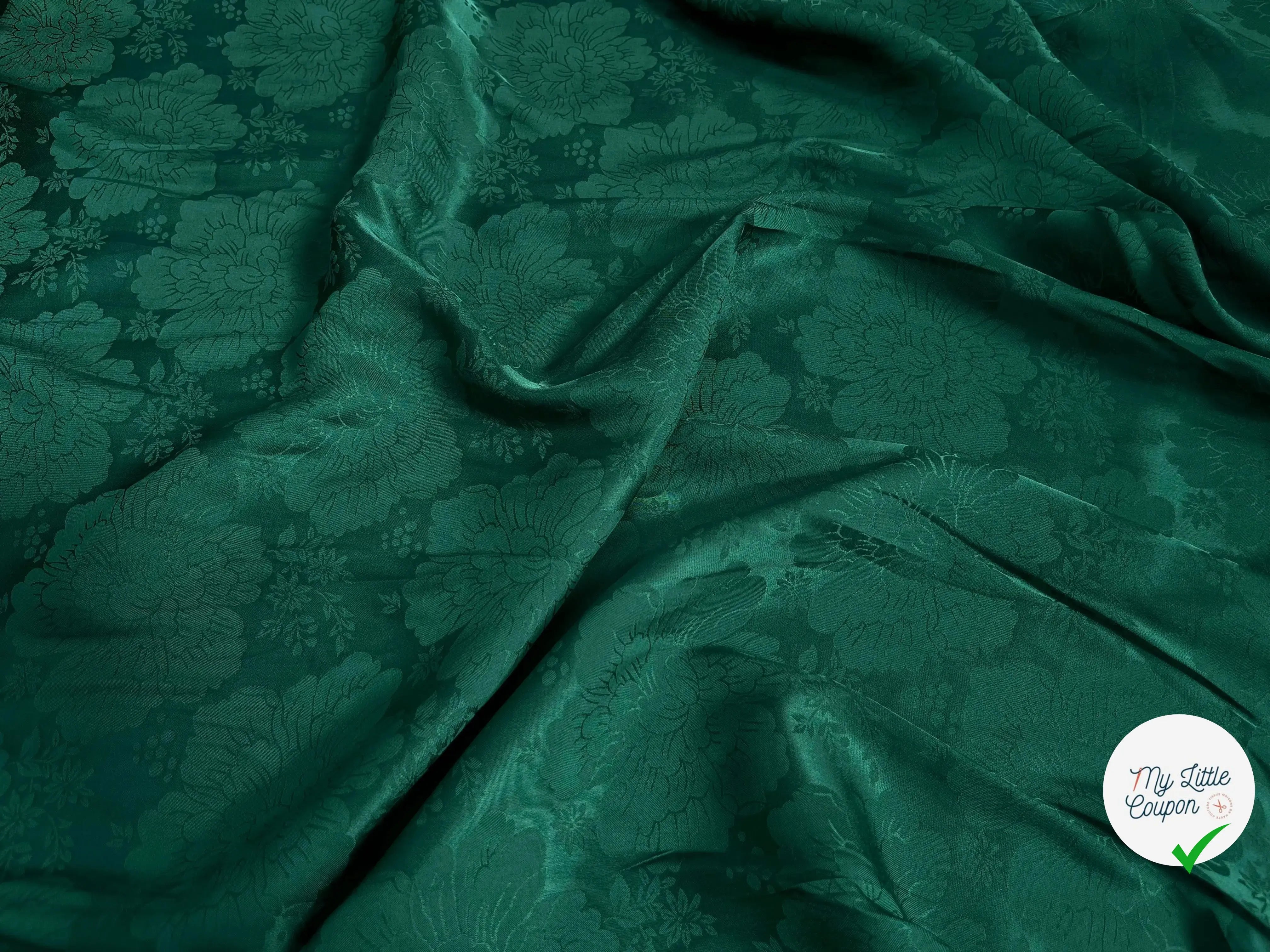 VISCOSE JACQUARD IMPRIMÉ FLEURS VERT - My Little Coupon