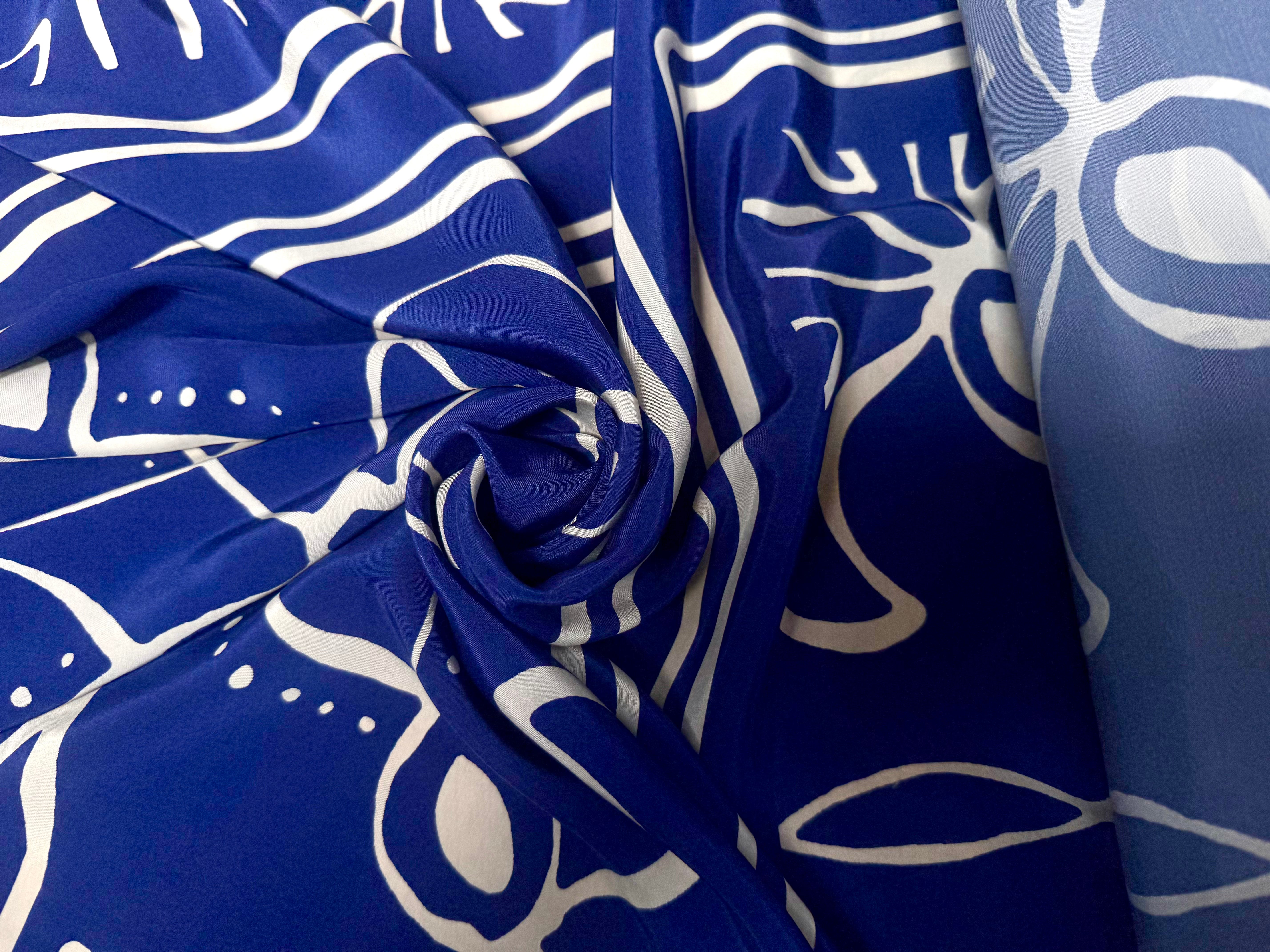 VISCOSE SATINÉE ESPRIT MEDITERANÉE BLEU - My Little Coupon