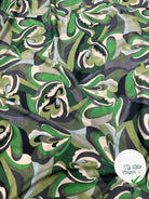 VISCOSE VERTE & CREME MOTIF FLORAL - My Little Coupon