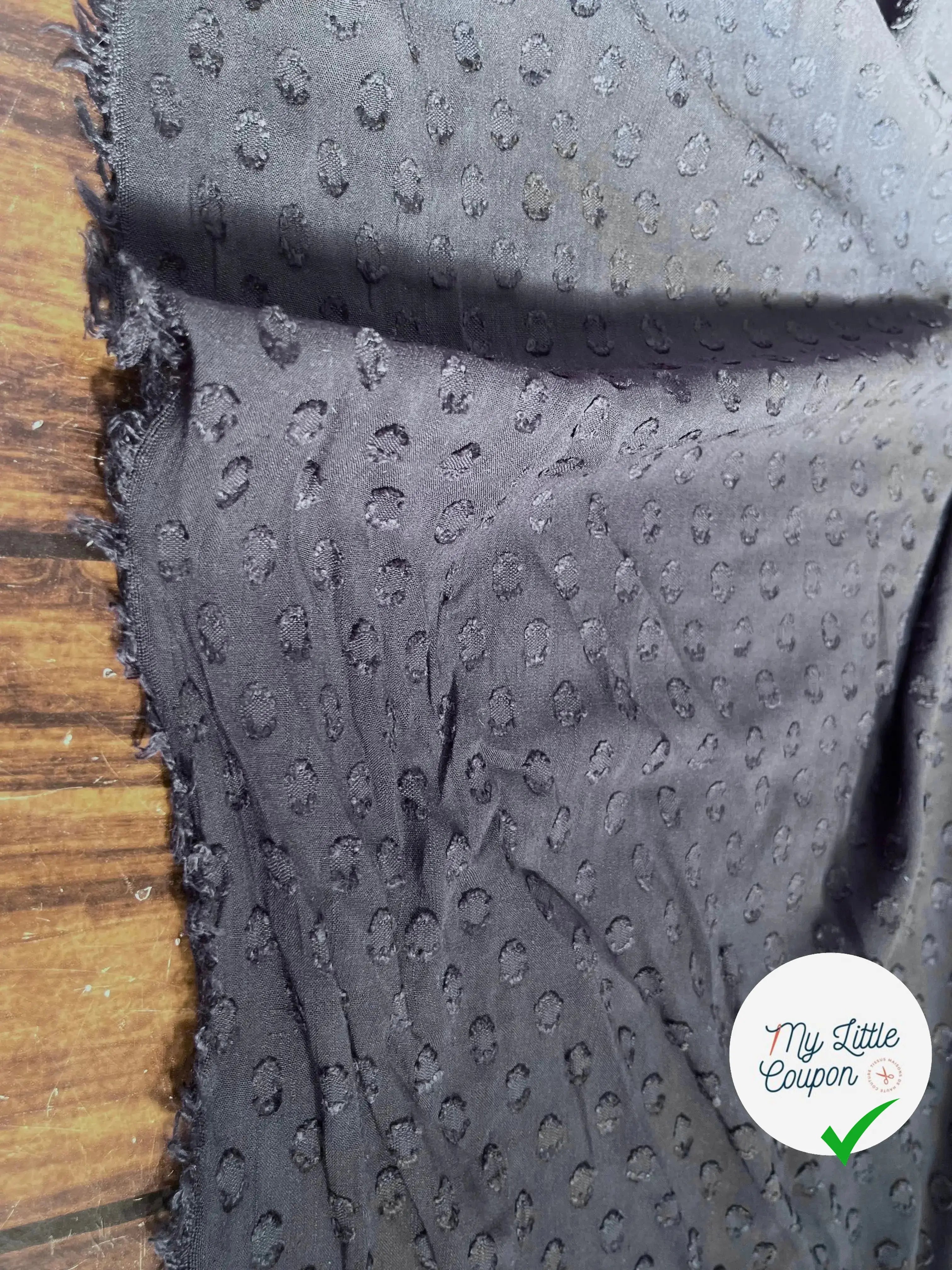 VOILE DE COTON BLEU MARINE PLUMETIS - My Little Coupon