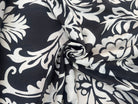 VOILE DE COTON FOND NOIR MOTIFS GROSSES FLEURS BLANC - My Little Coupon