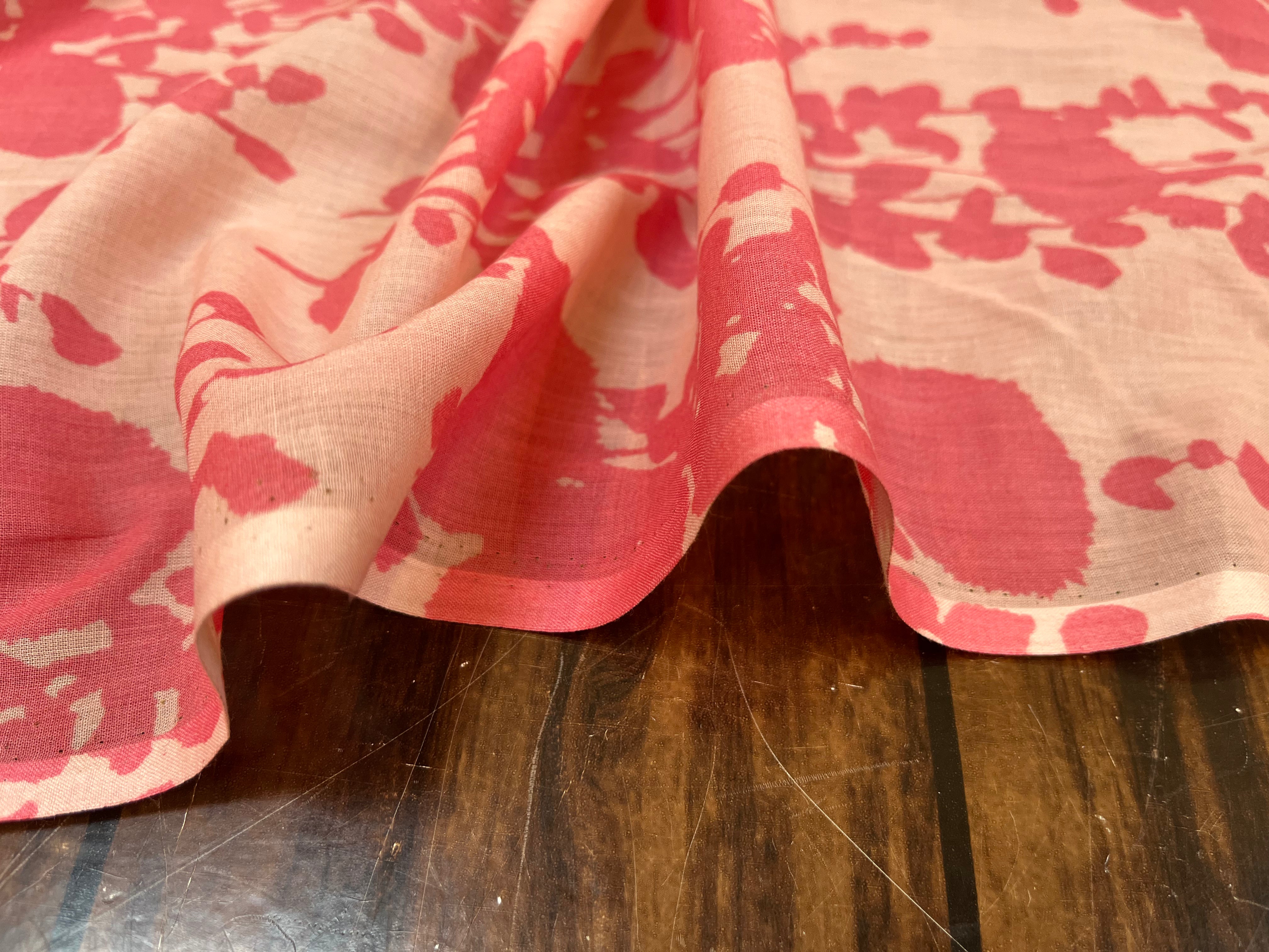 VOILE DE COTON IMPRESSION DE ROSE FLORAL - My Little Coupon