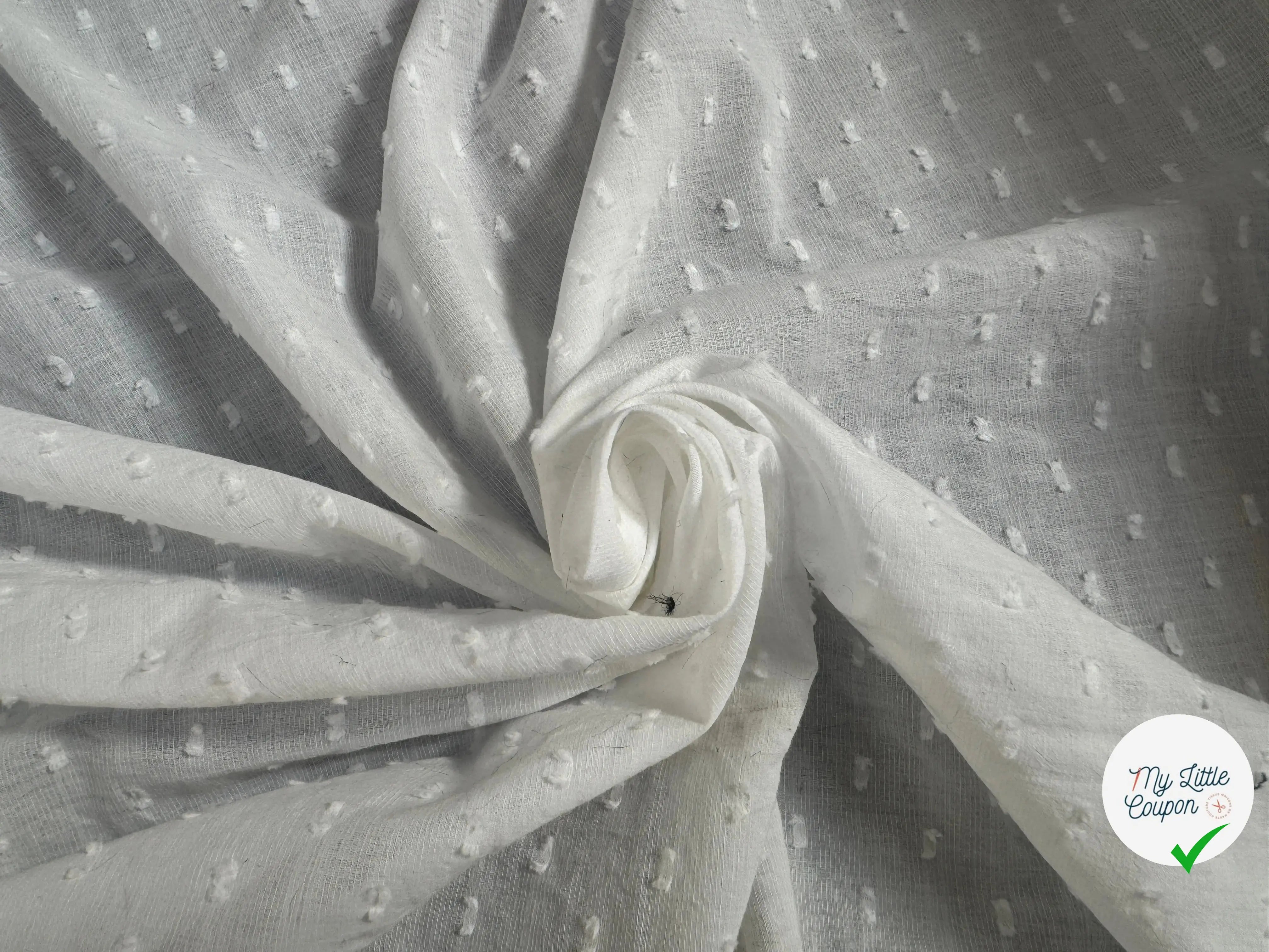 VOILE DE COTON PLUMETIS BLANC - My Little Coupon