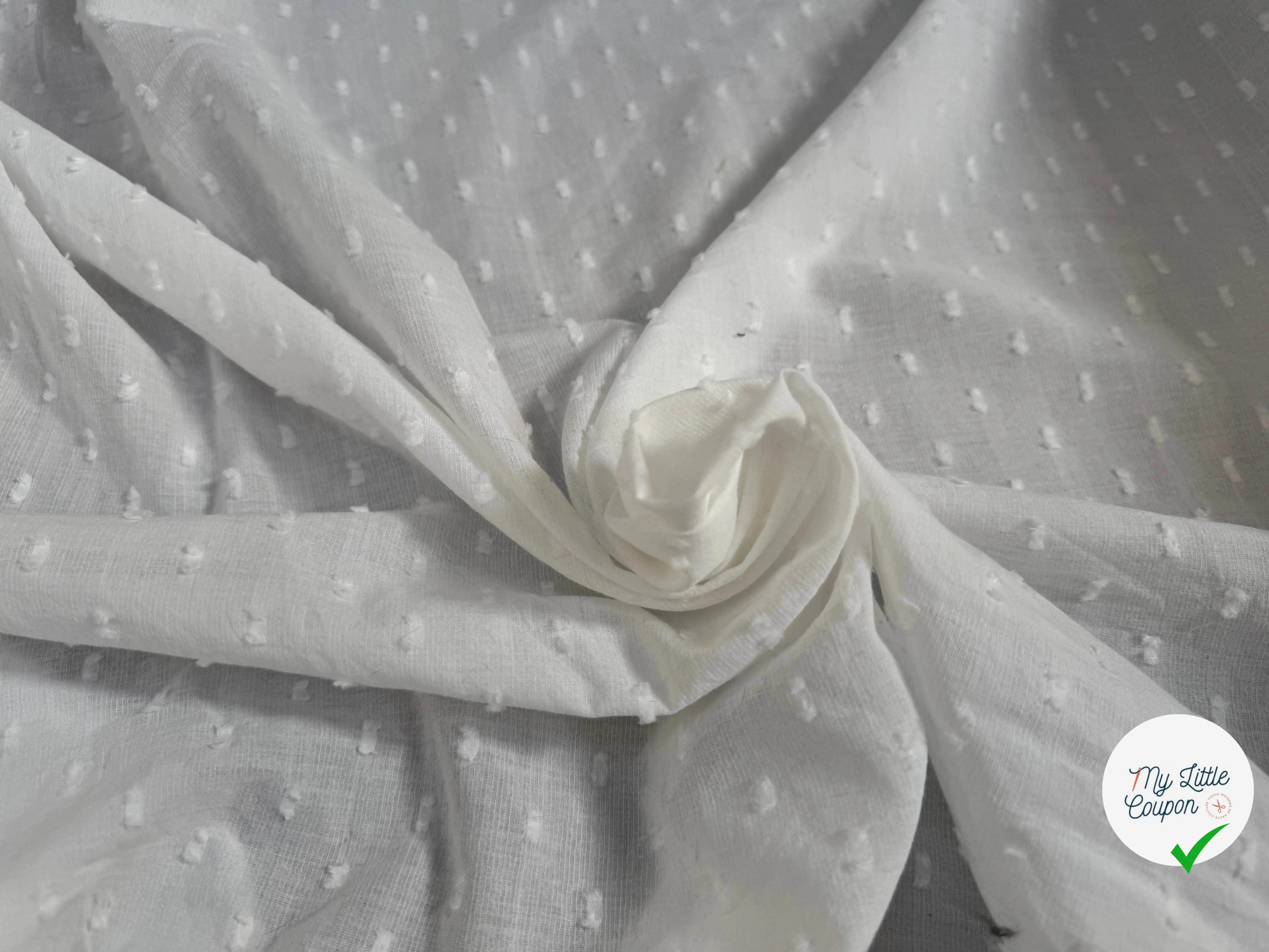 VOILE DE COTON PLUMETIS BLANC - My Little Coupon