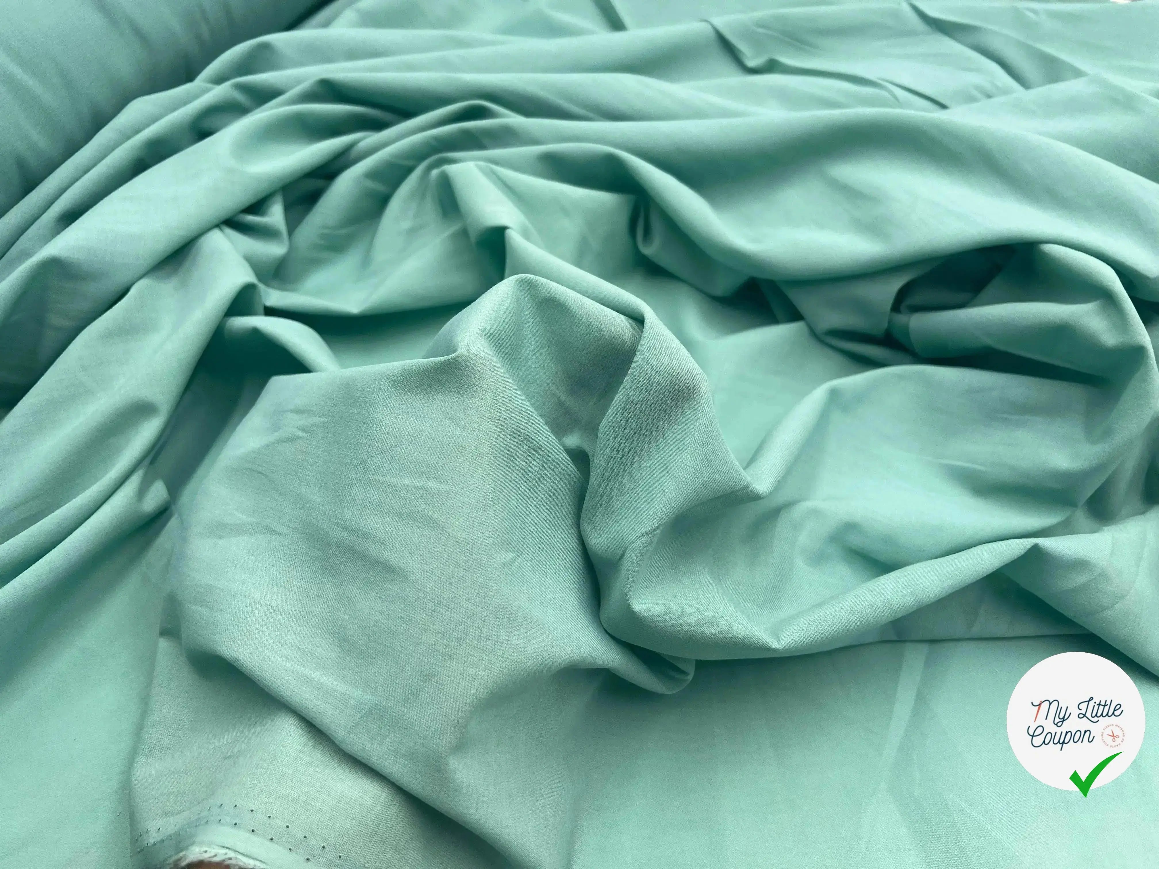 VOILE DE COTON VERT AMANDE - My Little Coupon - tissu - coudre