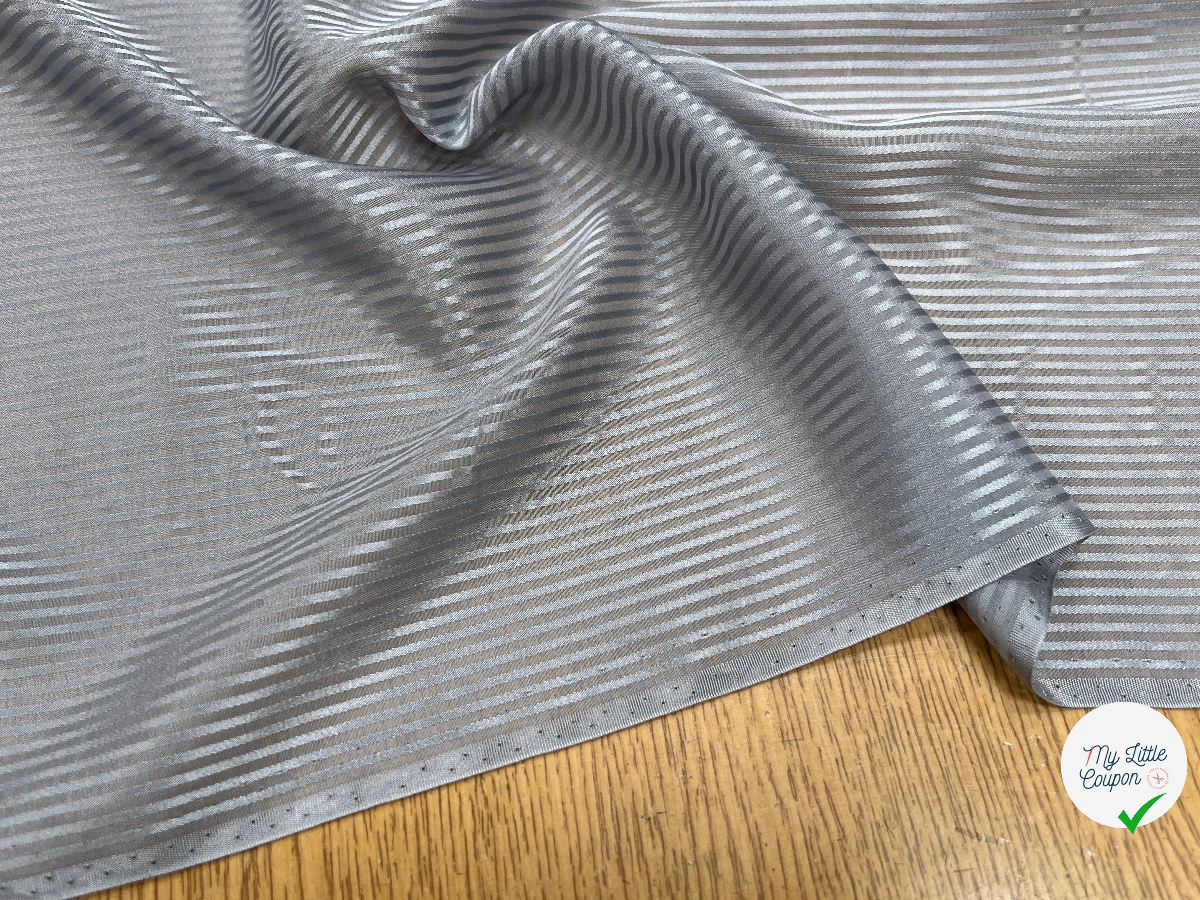 (Chute) VOILE DE SOIE À RAYURE GRIS 100% SOIE - My Little Coupon